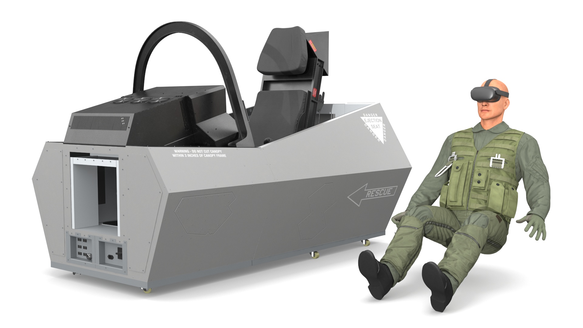 Pilot in F-35 Fighter Cockpit Simulator 3D model