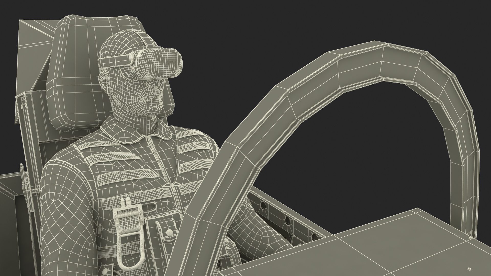 Pilot in F-35 Fighter Cockpit Simulator 3D model