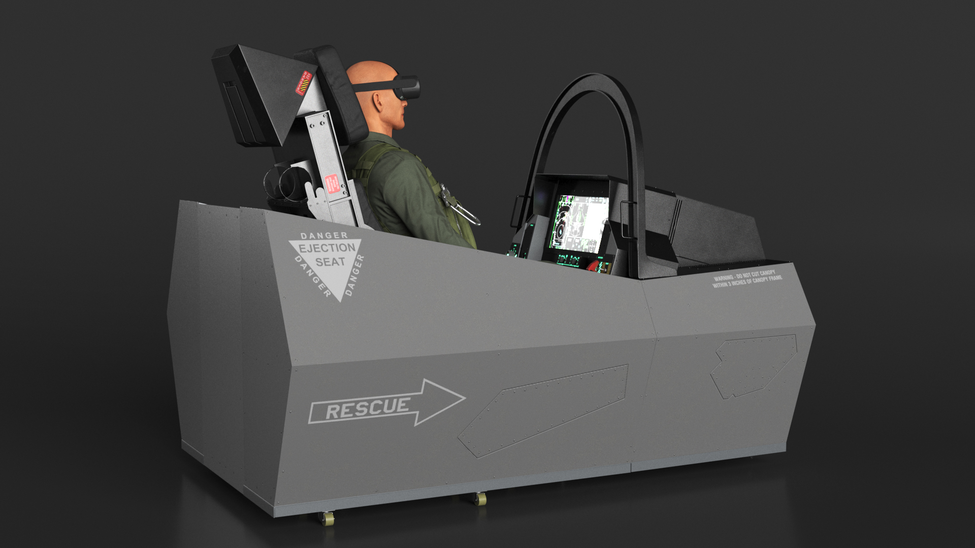 Pilot in F-35 Fighter Cockpit Simulator 3D model