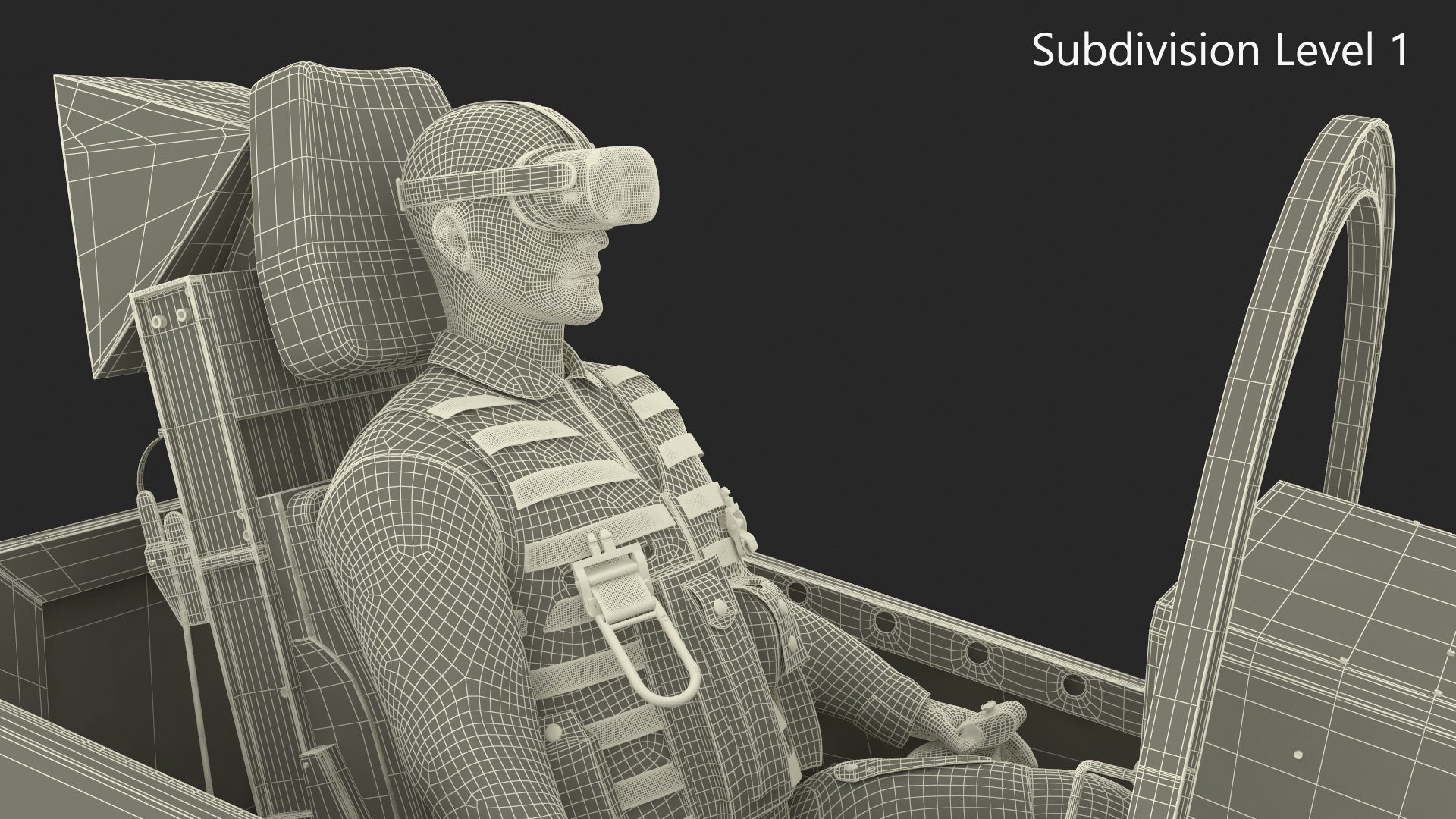 Pilot in F-35 Fighter Cockpit Simulator 3D model