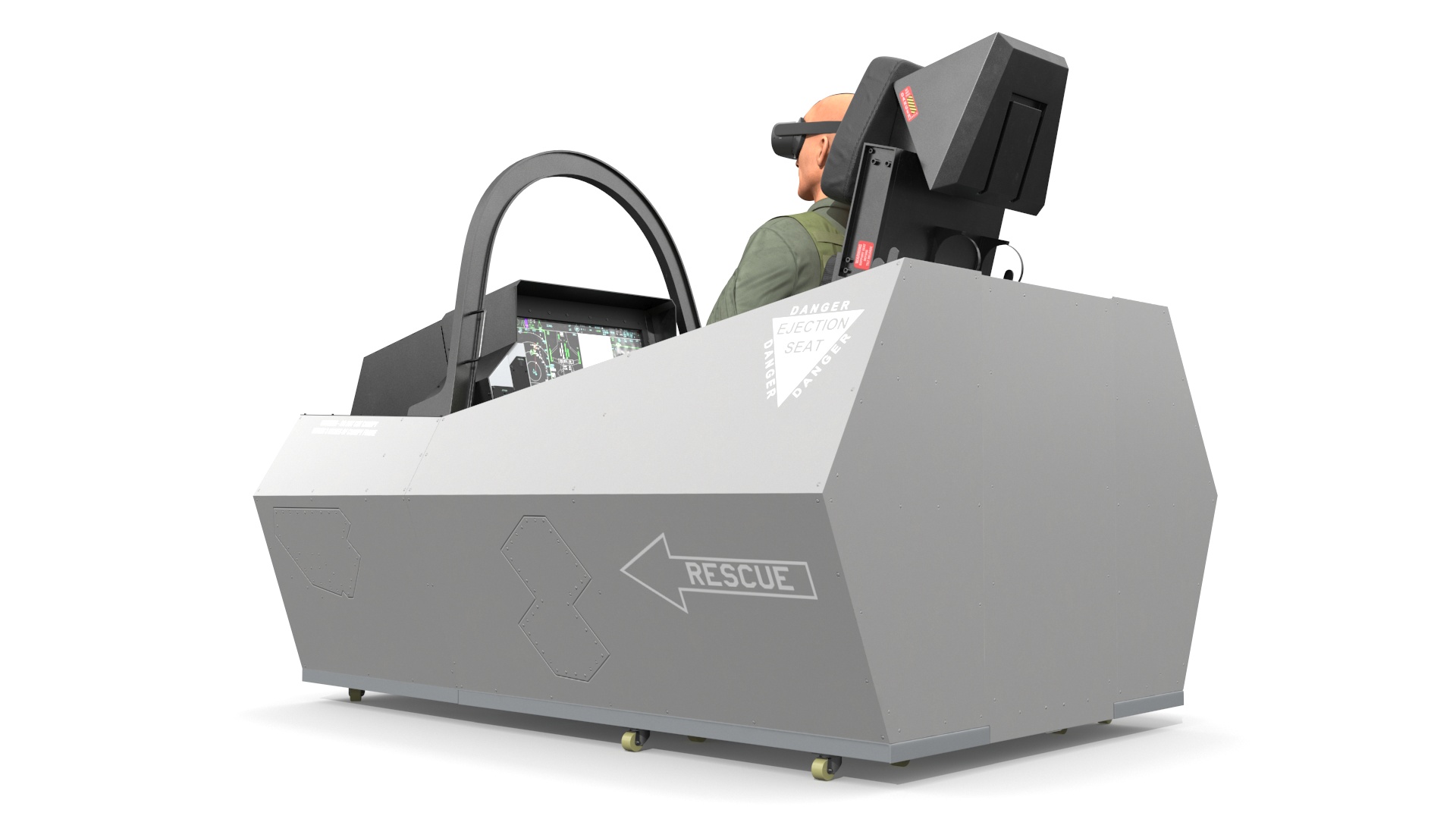 Pilot in F-35 Fighter Cockpit Simulator 3D model