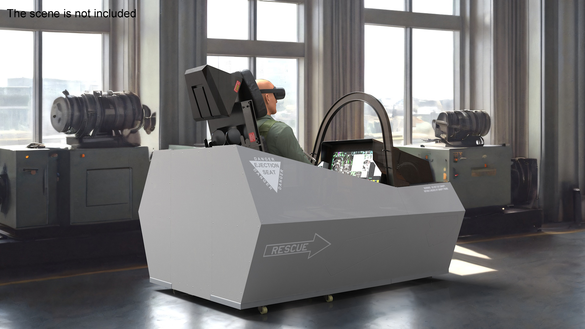 Pilot in F-35 Fighter Cockpit Simulator 3D model