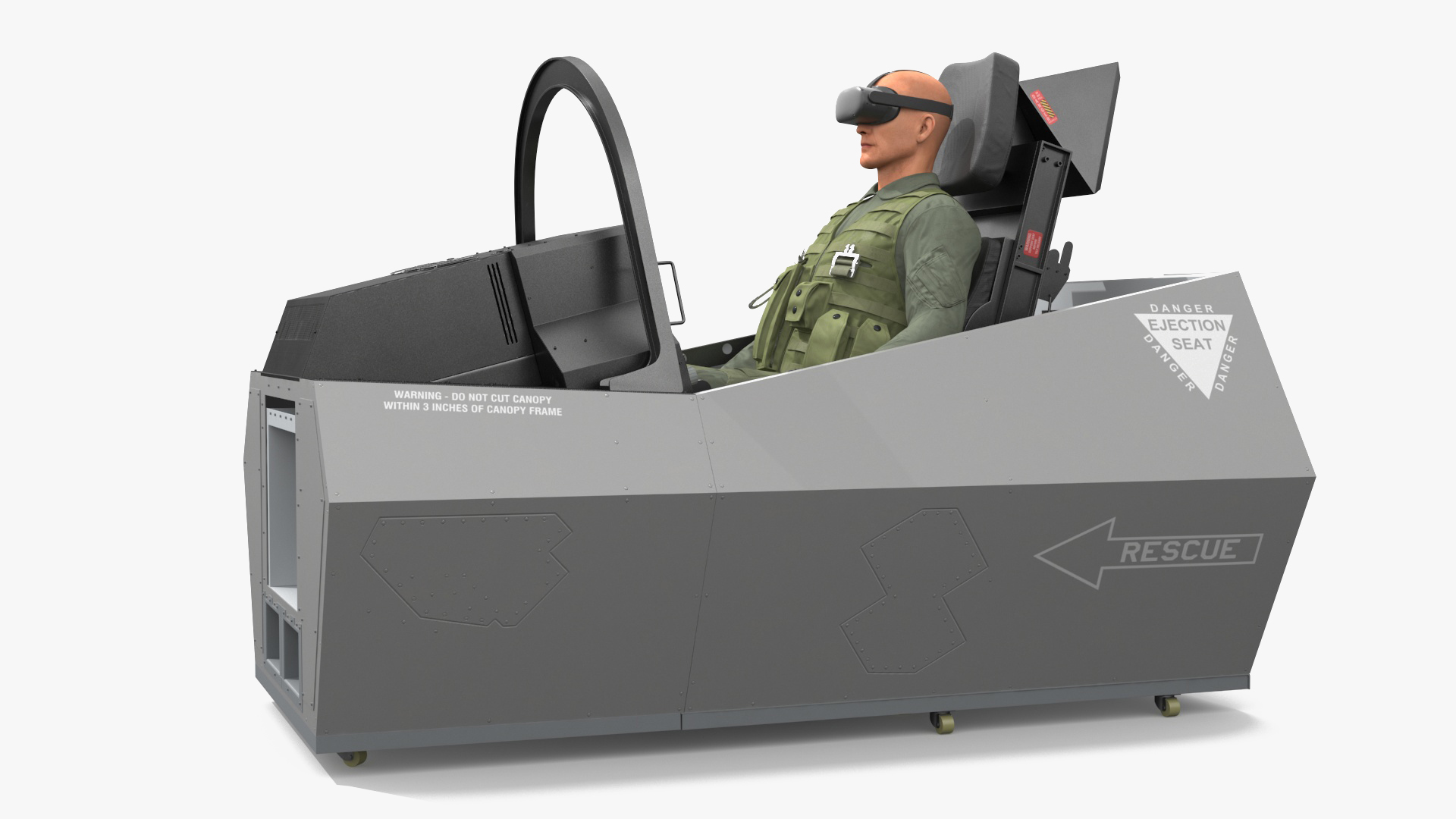 Pilot in F-35 Fighter Cockpit Simulator 3D model