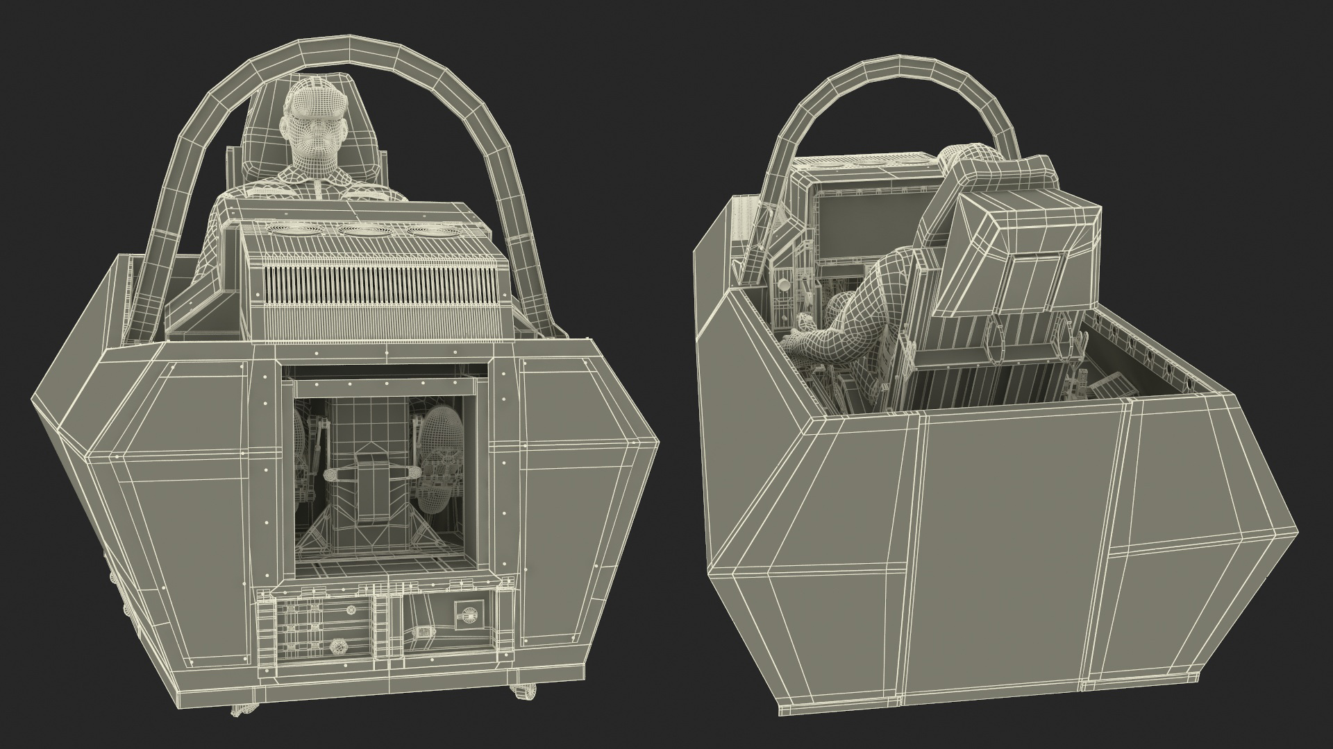 Pilot in F-35 Fighter Cockpit Simulator 3D model