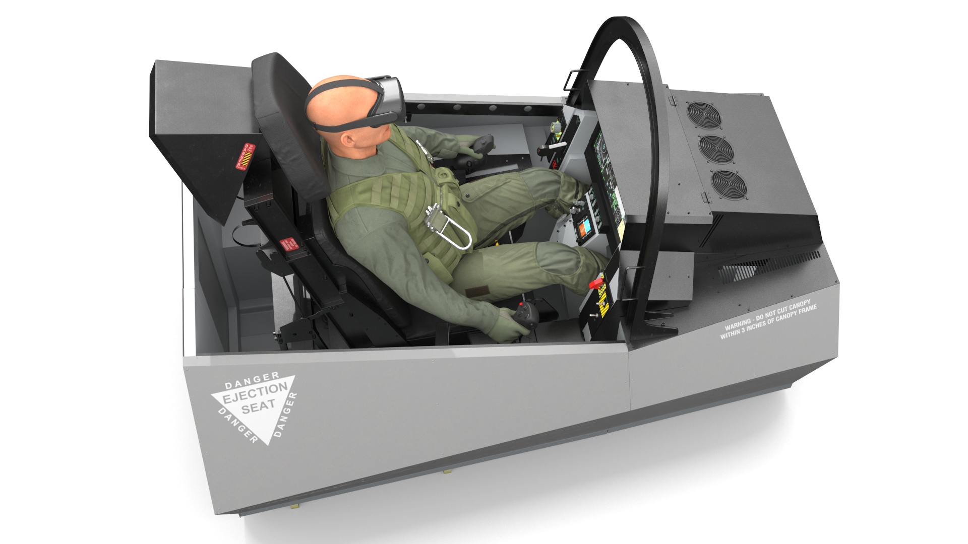 Pilot in F-35 Fighter Cockpit Simulator 3D model