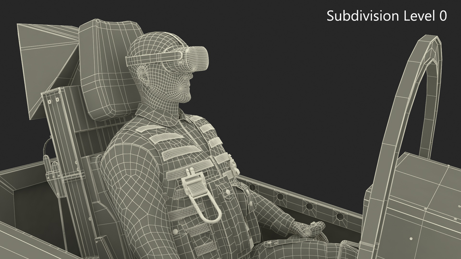 Pilot in F-35 Fighter Cockpit Simulator 3D model