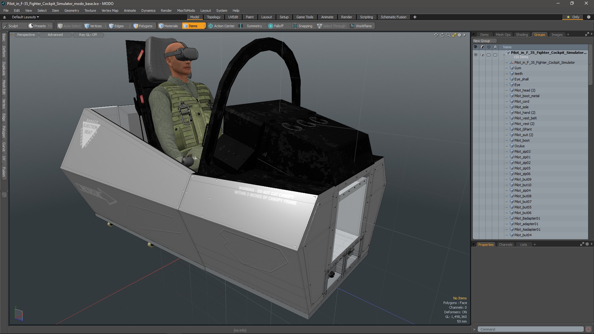 Pilot in F-35 Fighter Cockpit Simulator 3D model