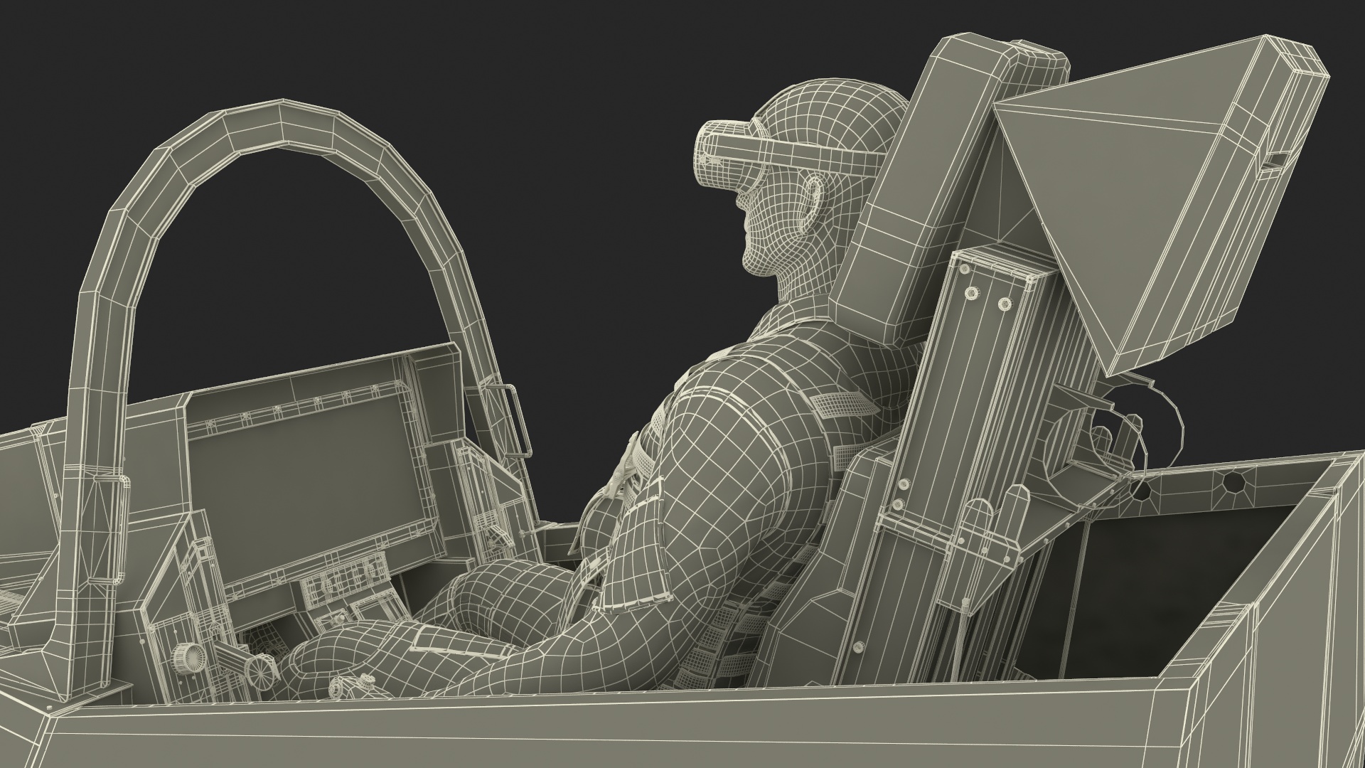 Pilot in F-35 Fighter Cockpit Simulator 3D model