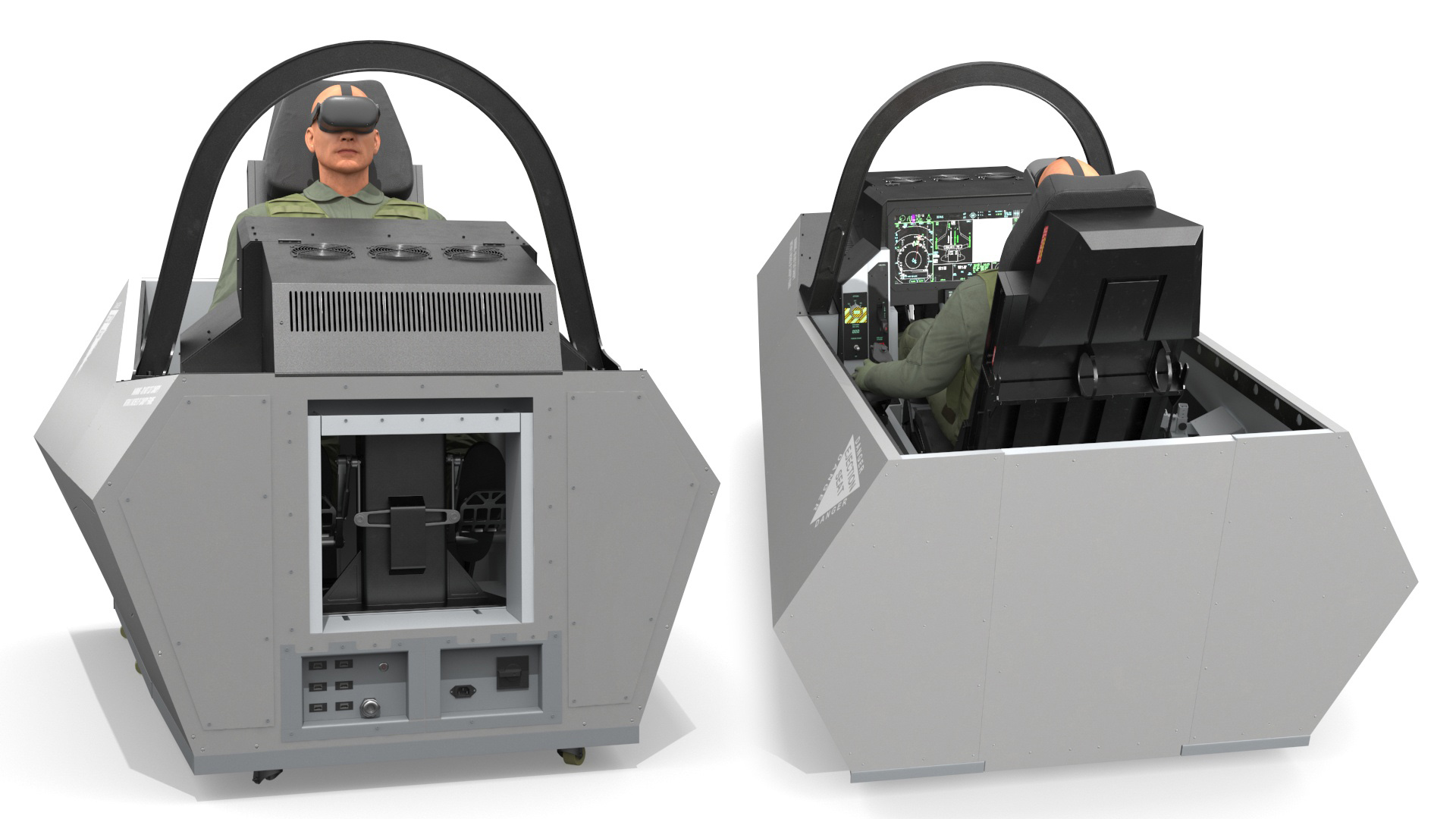 Pilot in F-35 Fighter Cockpit Simulator 3D model