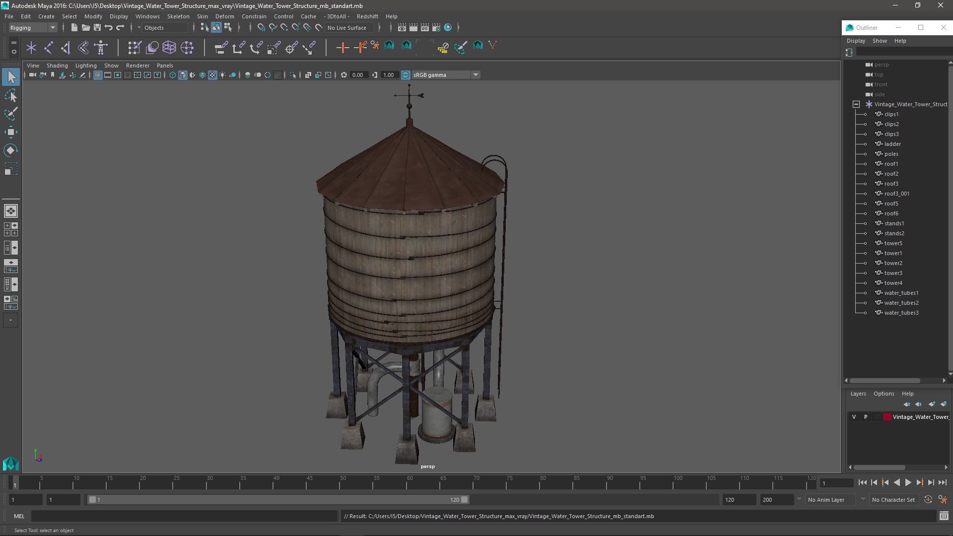 Vintage Water Tower Structure 3D model