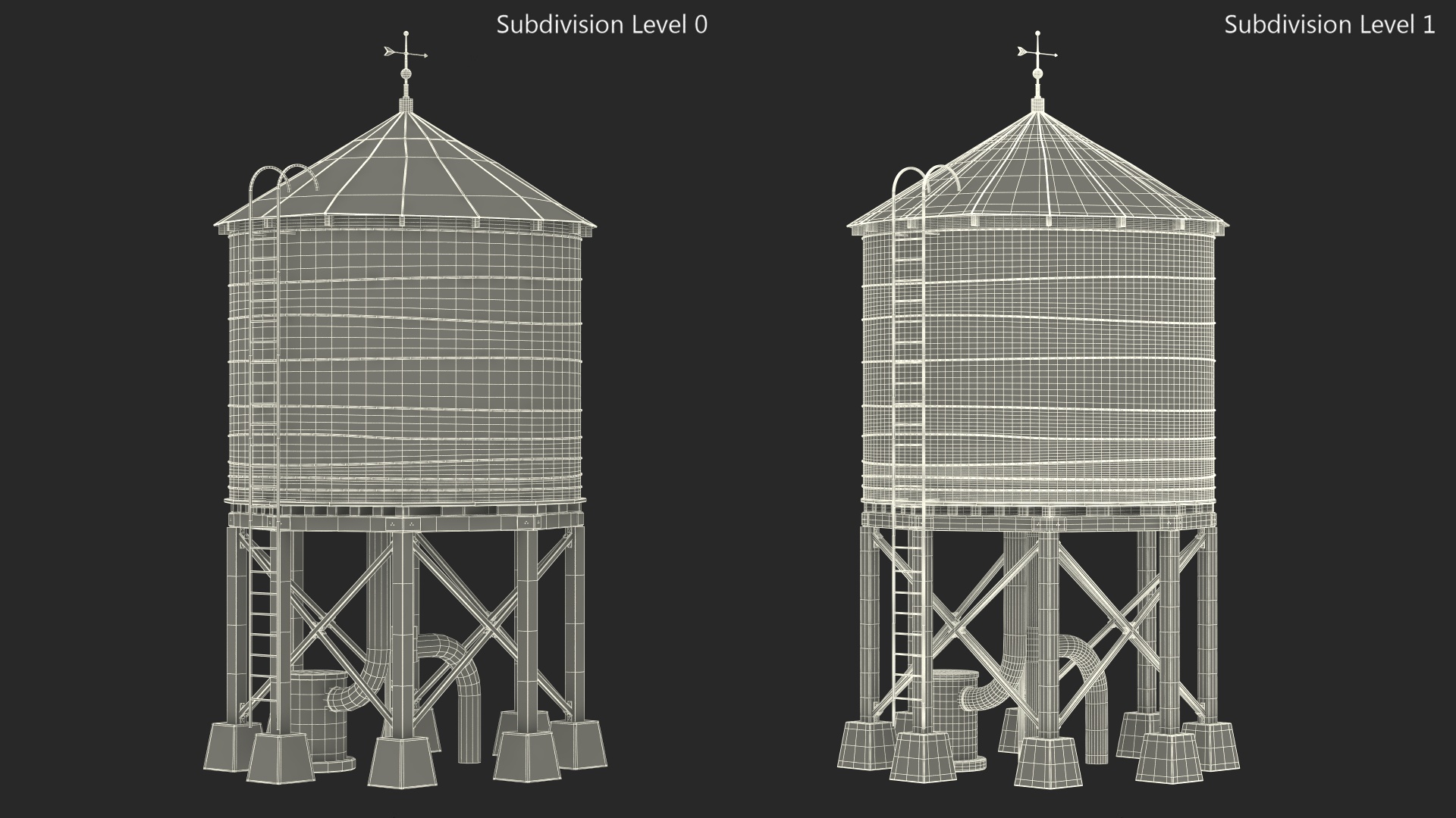 Vintage Water Tower Structure 3D model