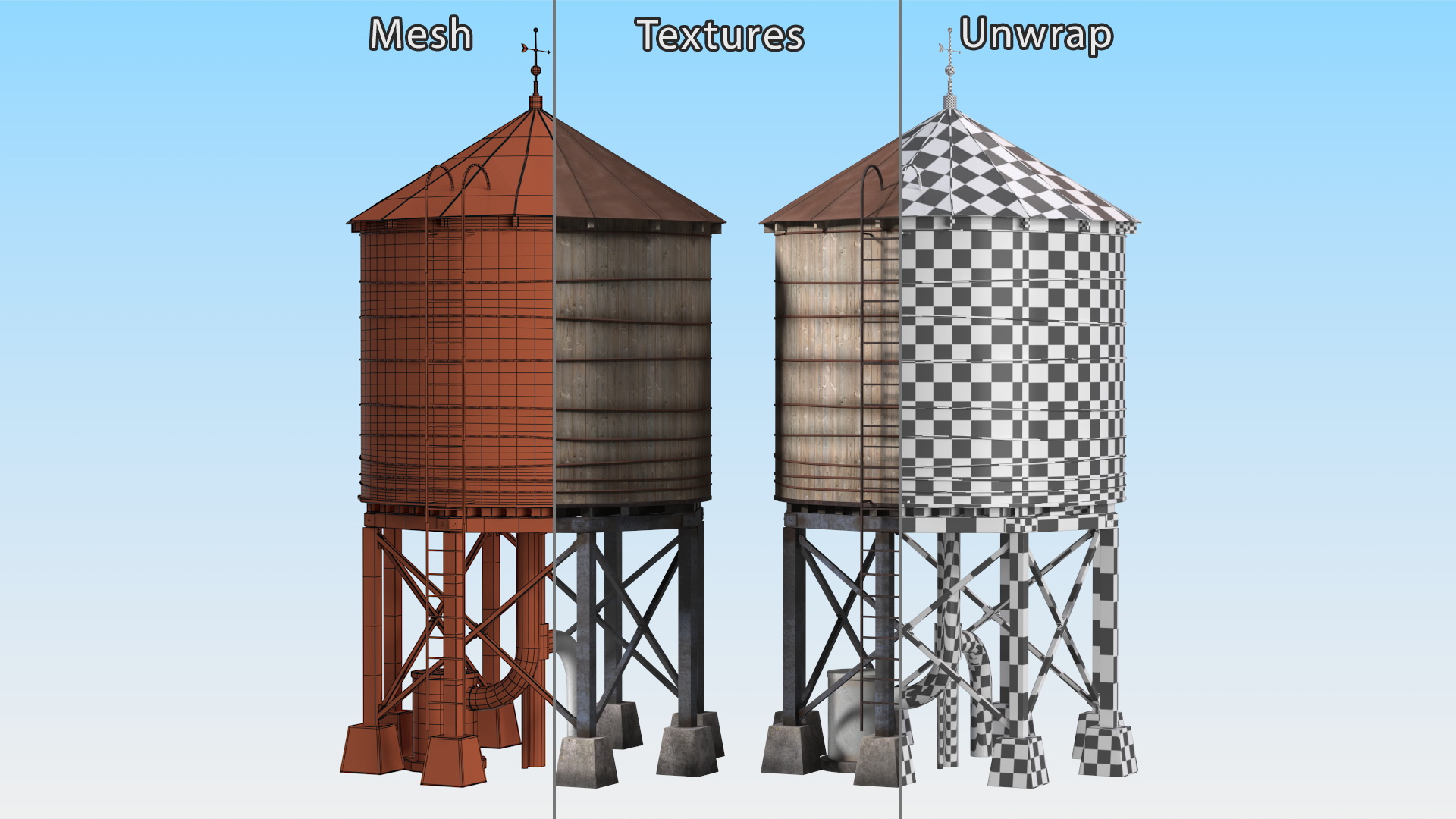 Vintage Water Tower Structure 3D model