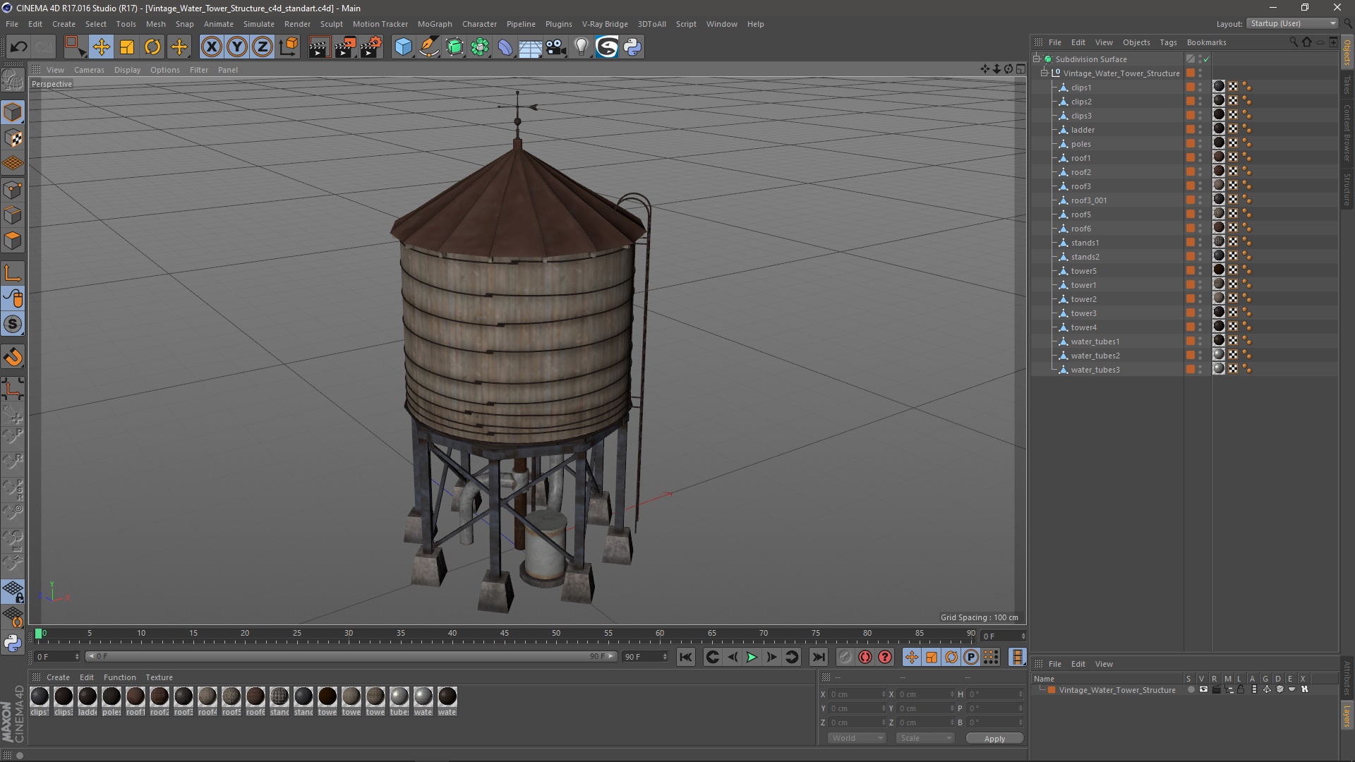 Vintage Water Tower Structure 3D model