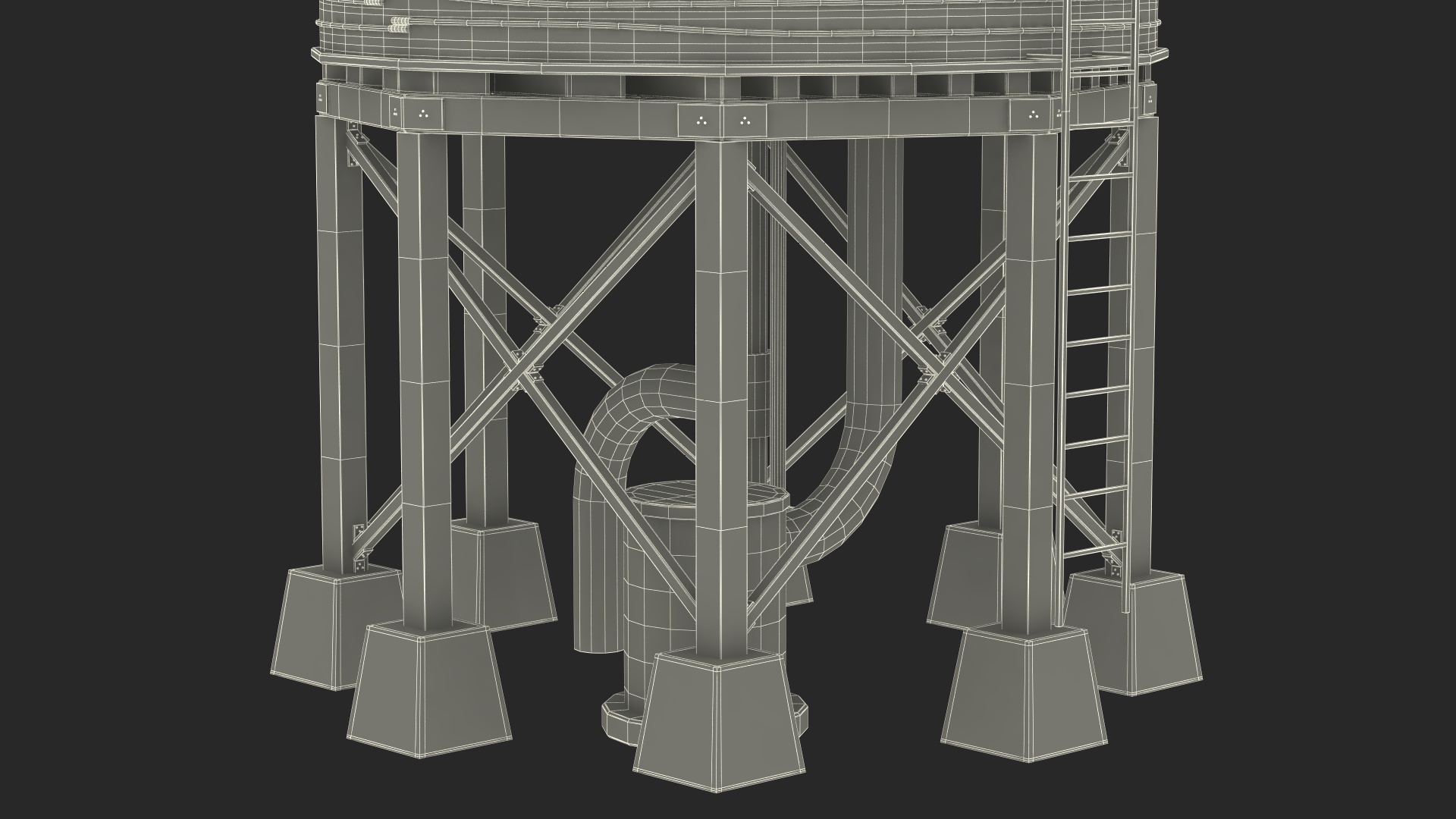 Vintage Water Tower Structure 3D model