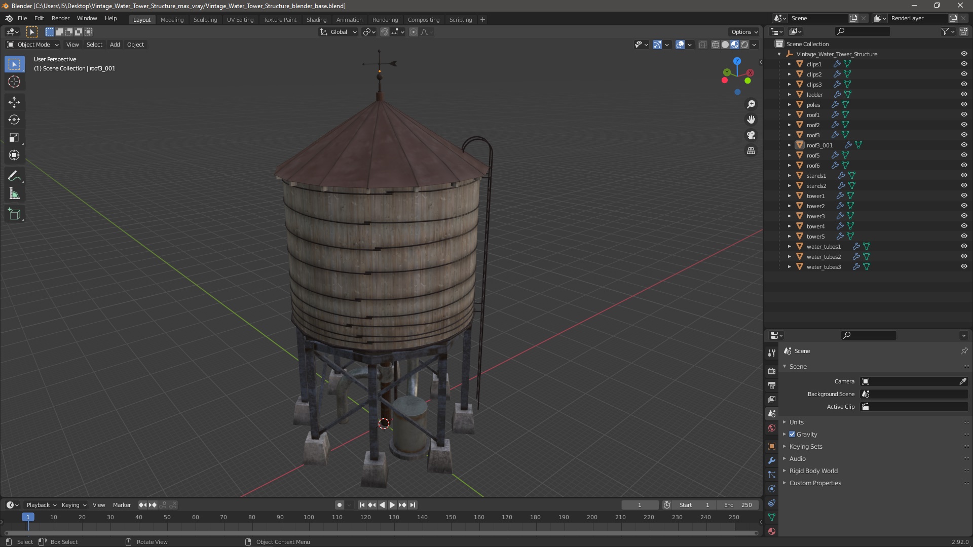 Vintage Water Tower Structure 3D model