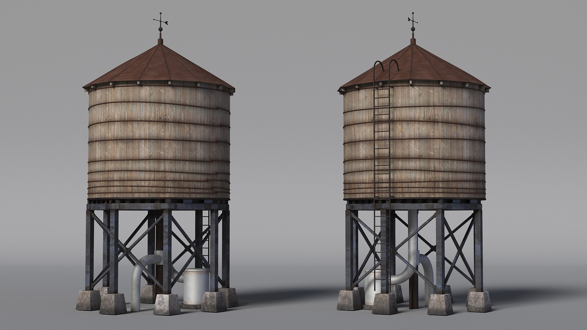 Vintage Water Tower Structure 3D model