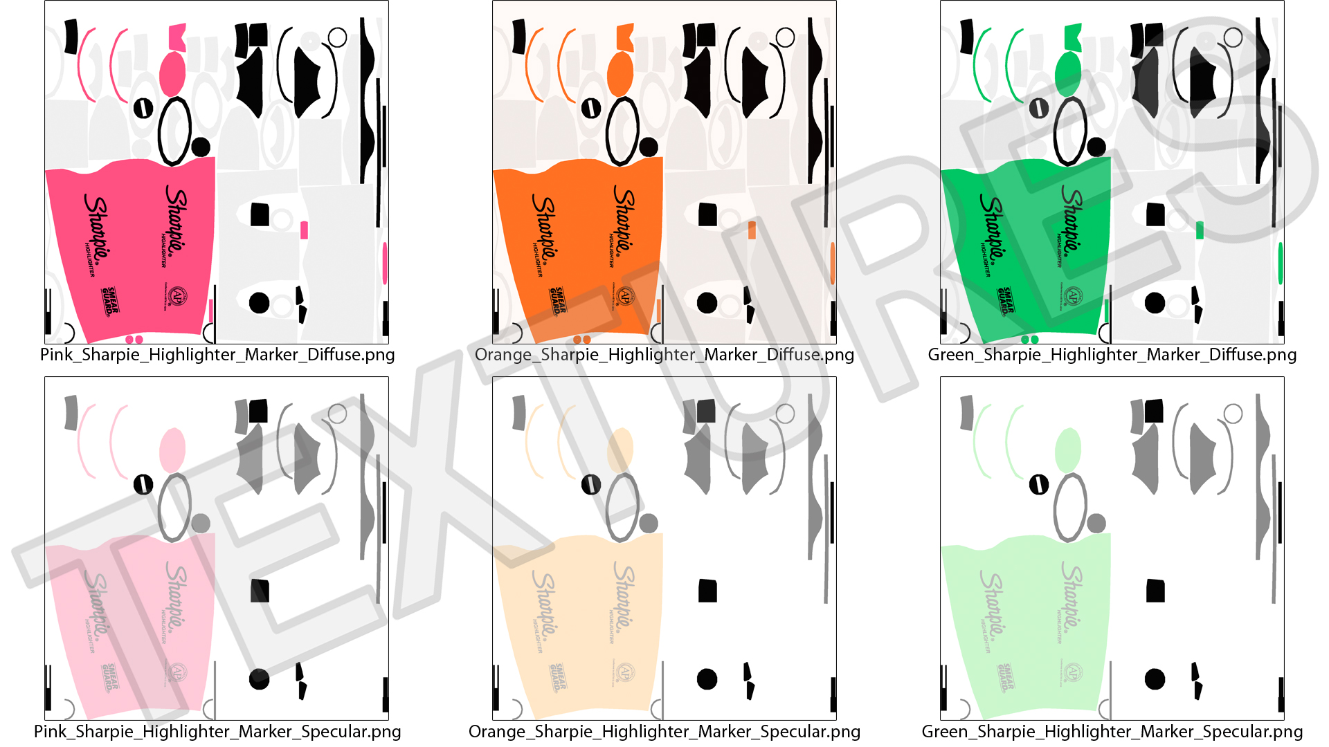4 Sharpie Highlighter Markers with Package 3D