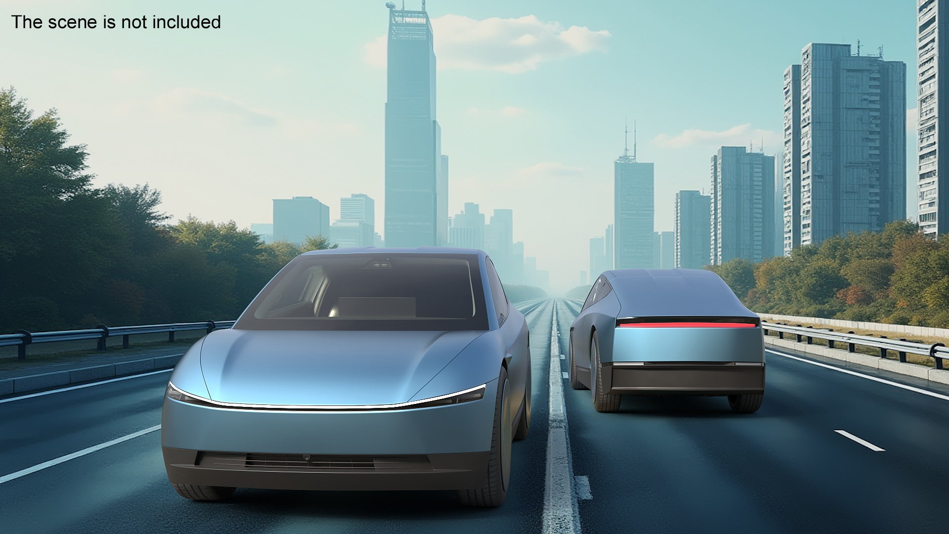 Electric Coupe Car Blue Simplified 3D model