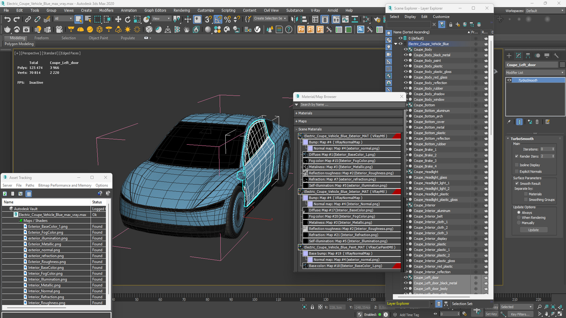 Electric Coupe Car Blue Simplified 3D model