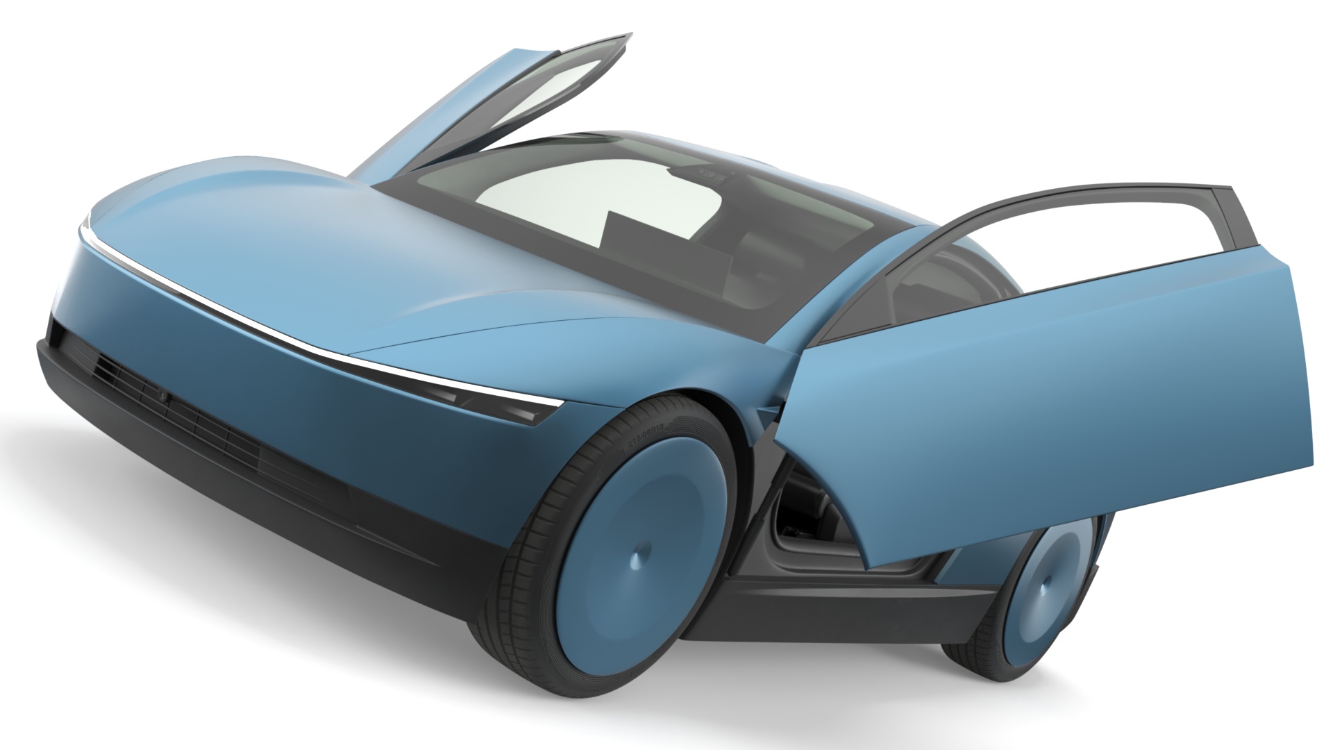 Electric Coupe Car Blue Simplified 3D model