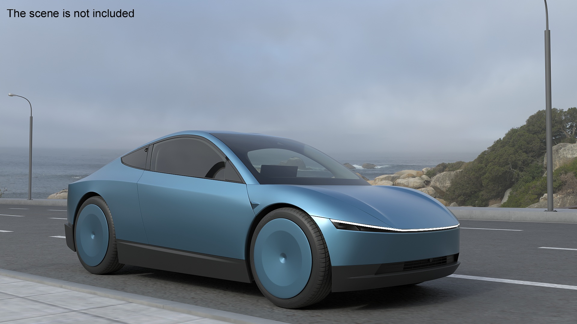 Electric Coupe Car Blue Simplified 3D model