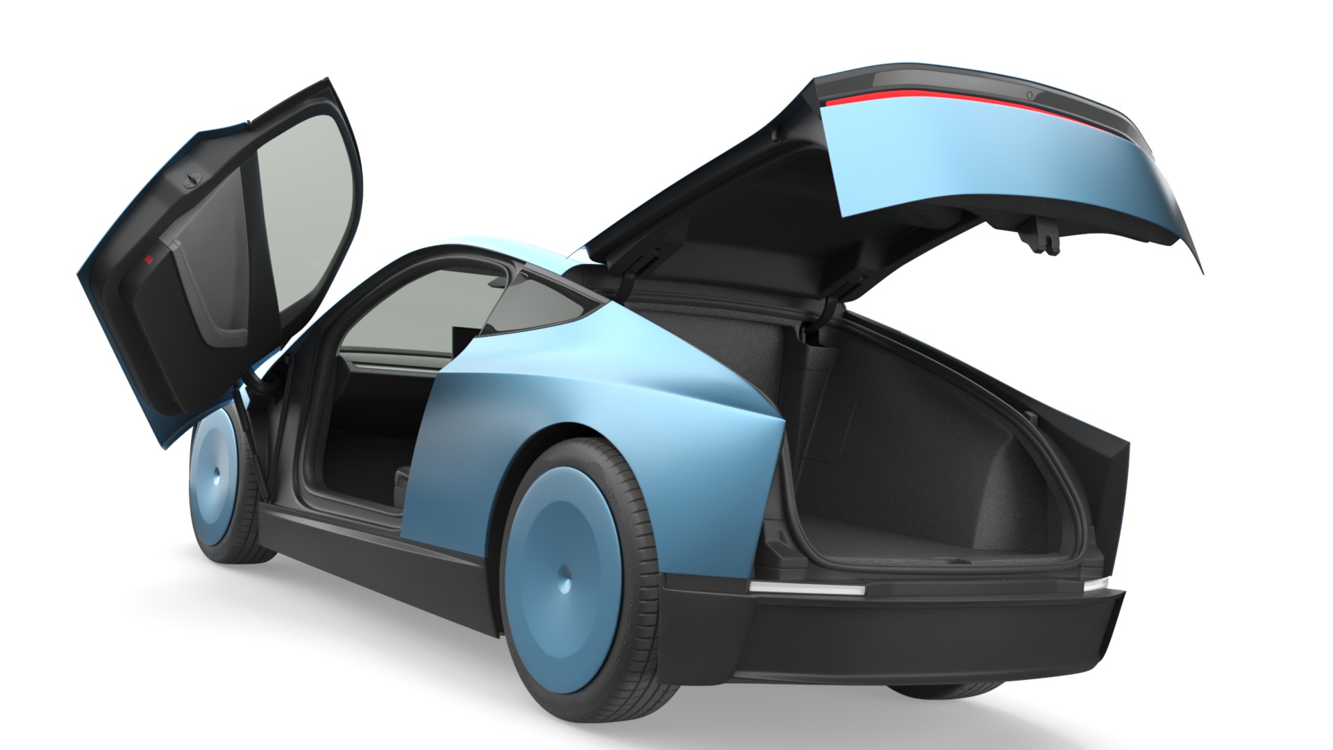 Electric Coupe Car Blue Simplified 3D model