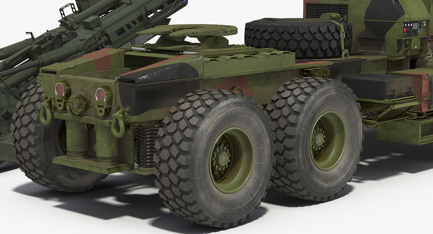 Truck Oshkosh HEMTT Towing M777 Howitzer Rigged 3D