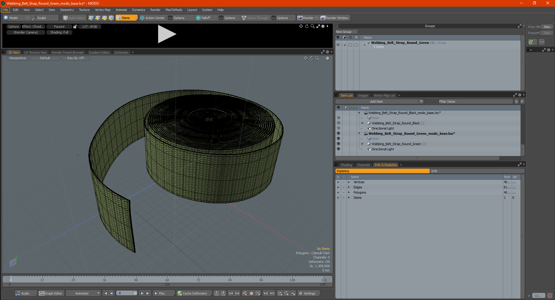 3D model Webbing Belt Strap Round Green