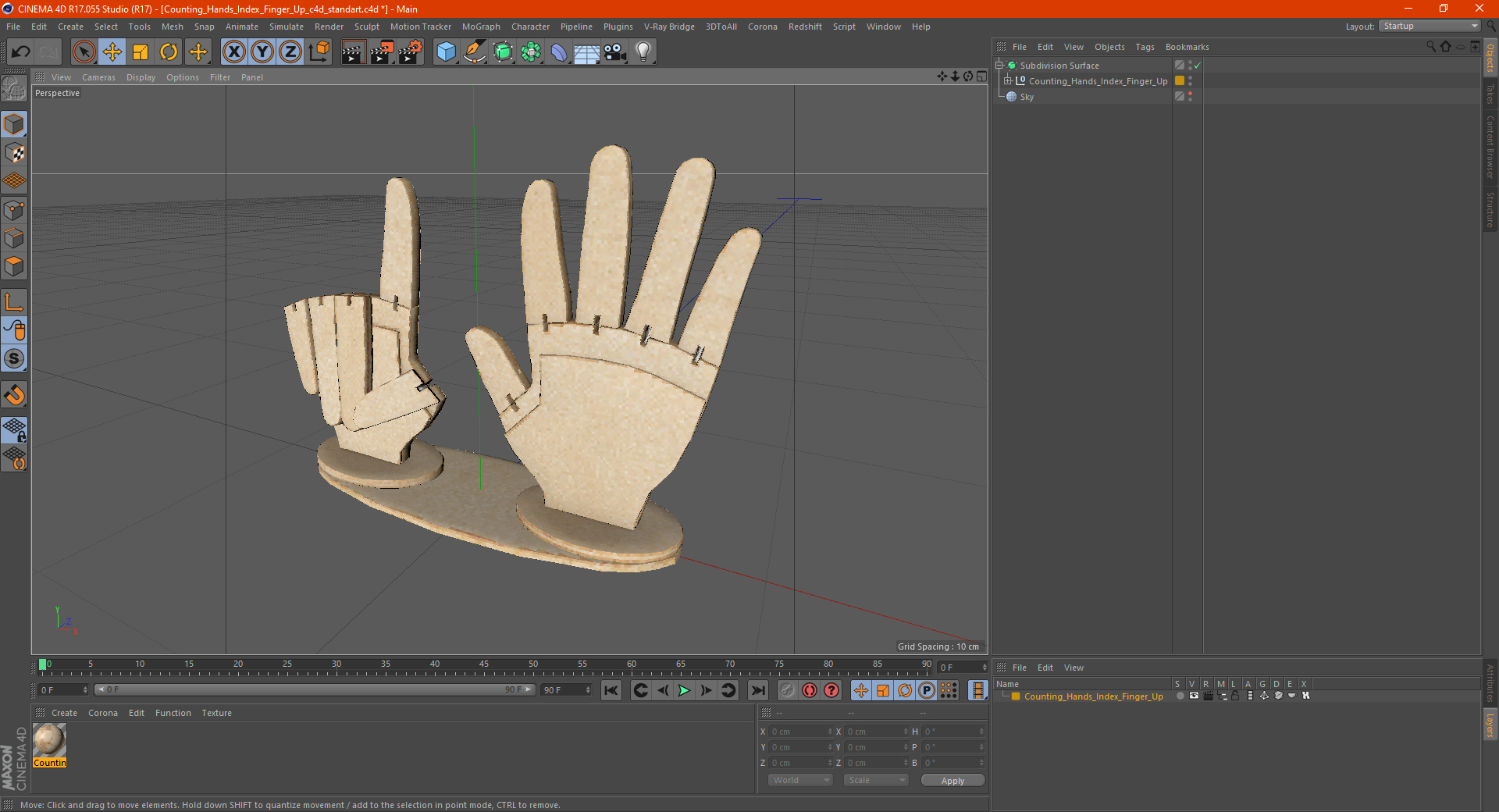 3D model Counting Hands Index Finger Up
