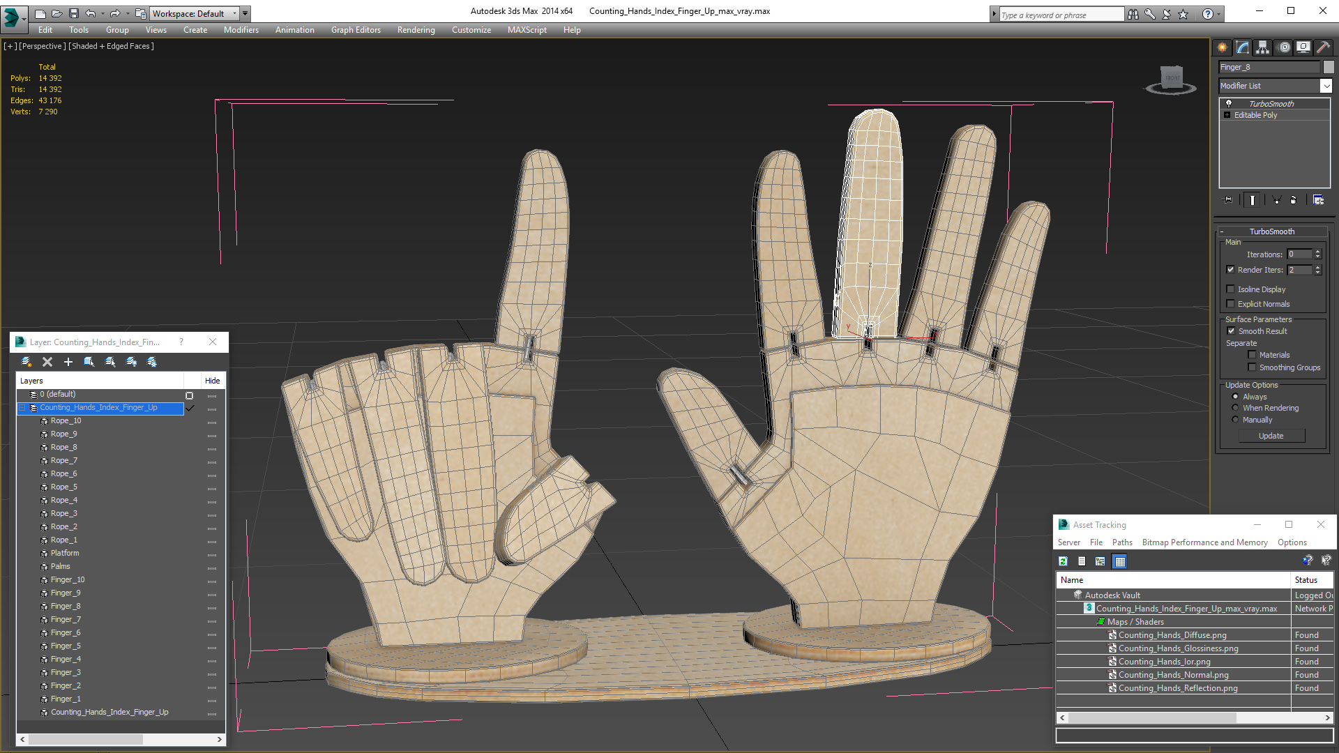 3D model Counting Hands Index Finger Up