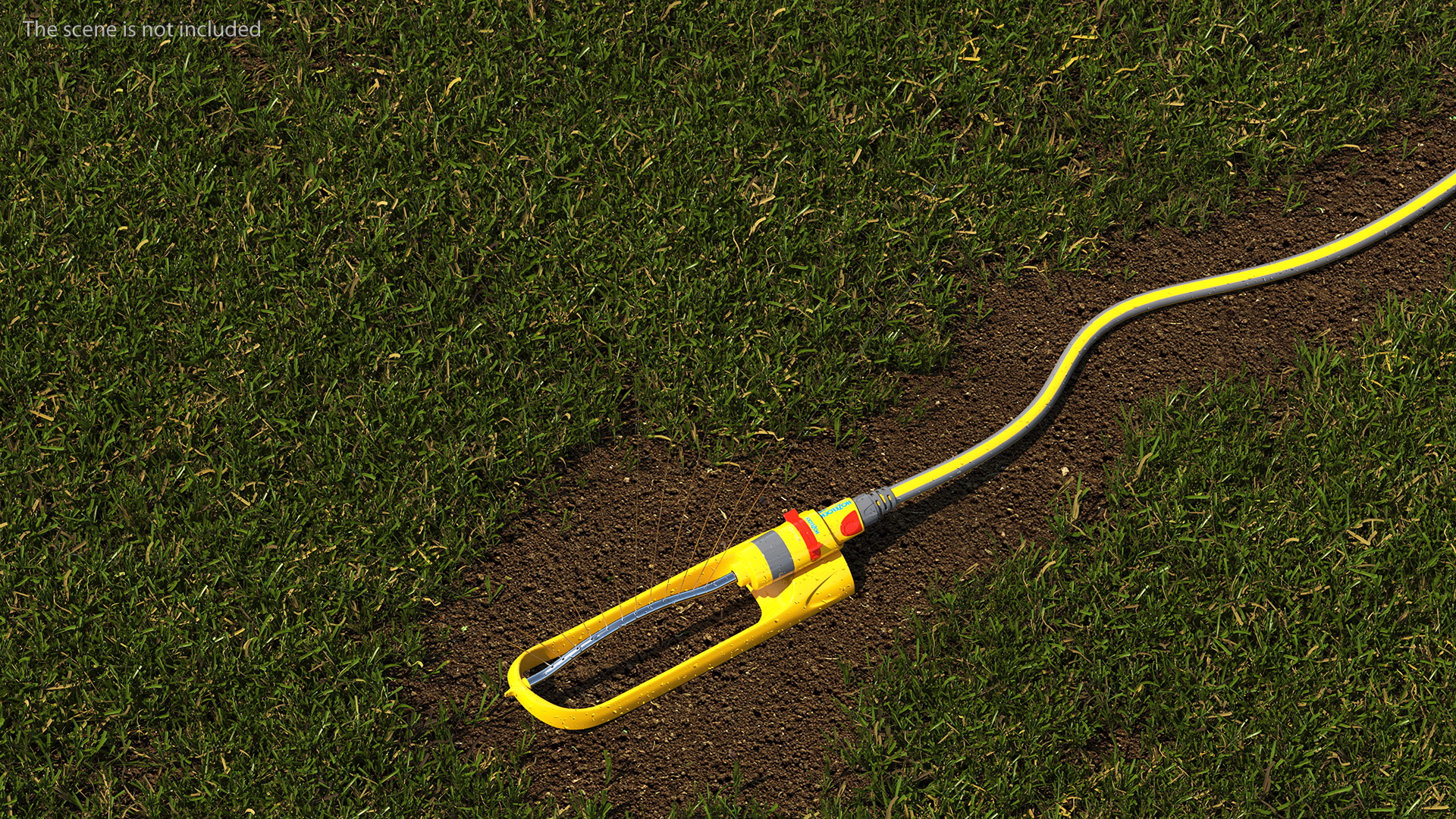 Hozelock Rectangular Sprinkler Plus Yellow with Water Spray 3D model