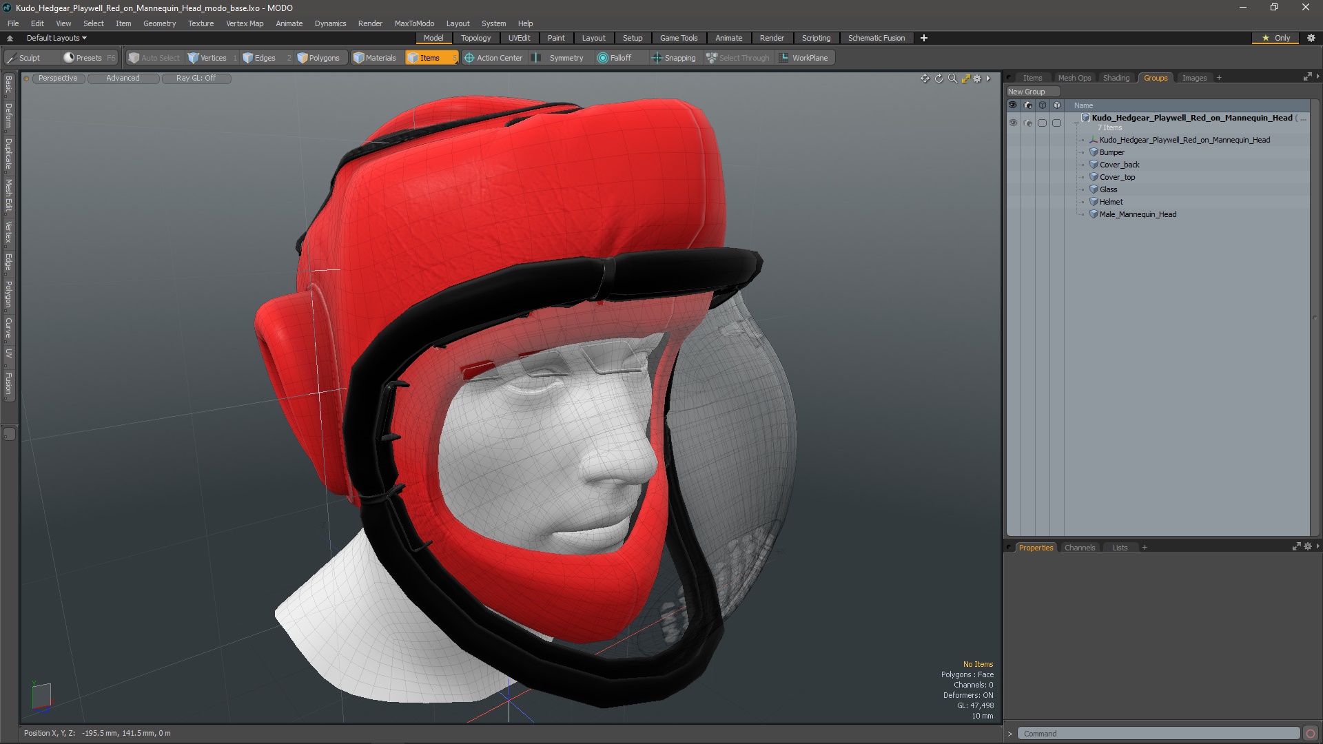 3D Kudo Hedgear Playwell Red on Mannequin Head model