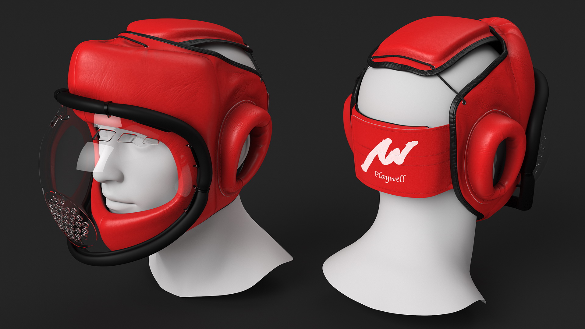 3D Kudo Hedgear Playwell Red on Mannequin Head model