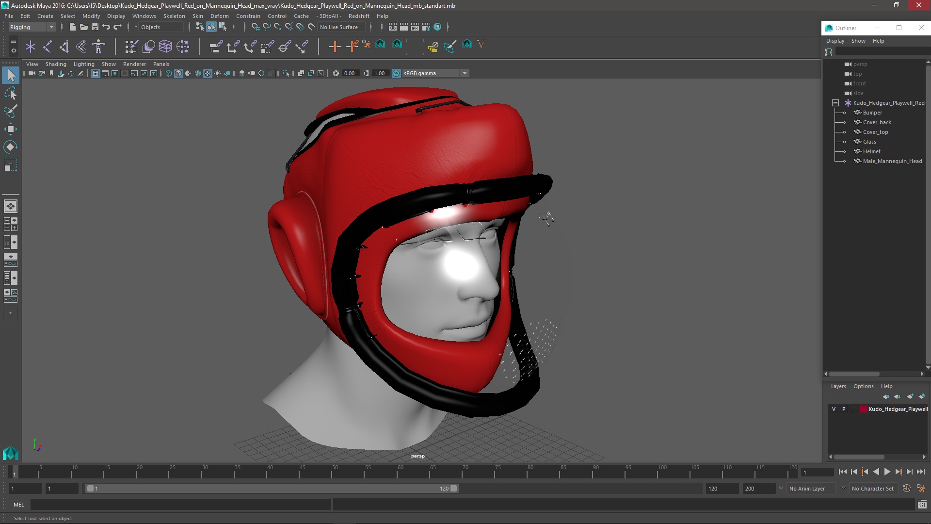3D Kudo Hedgear Playwell Red on Mannequin Head model
