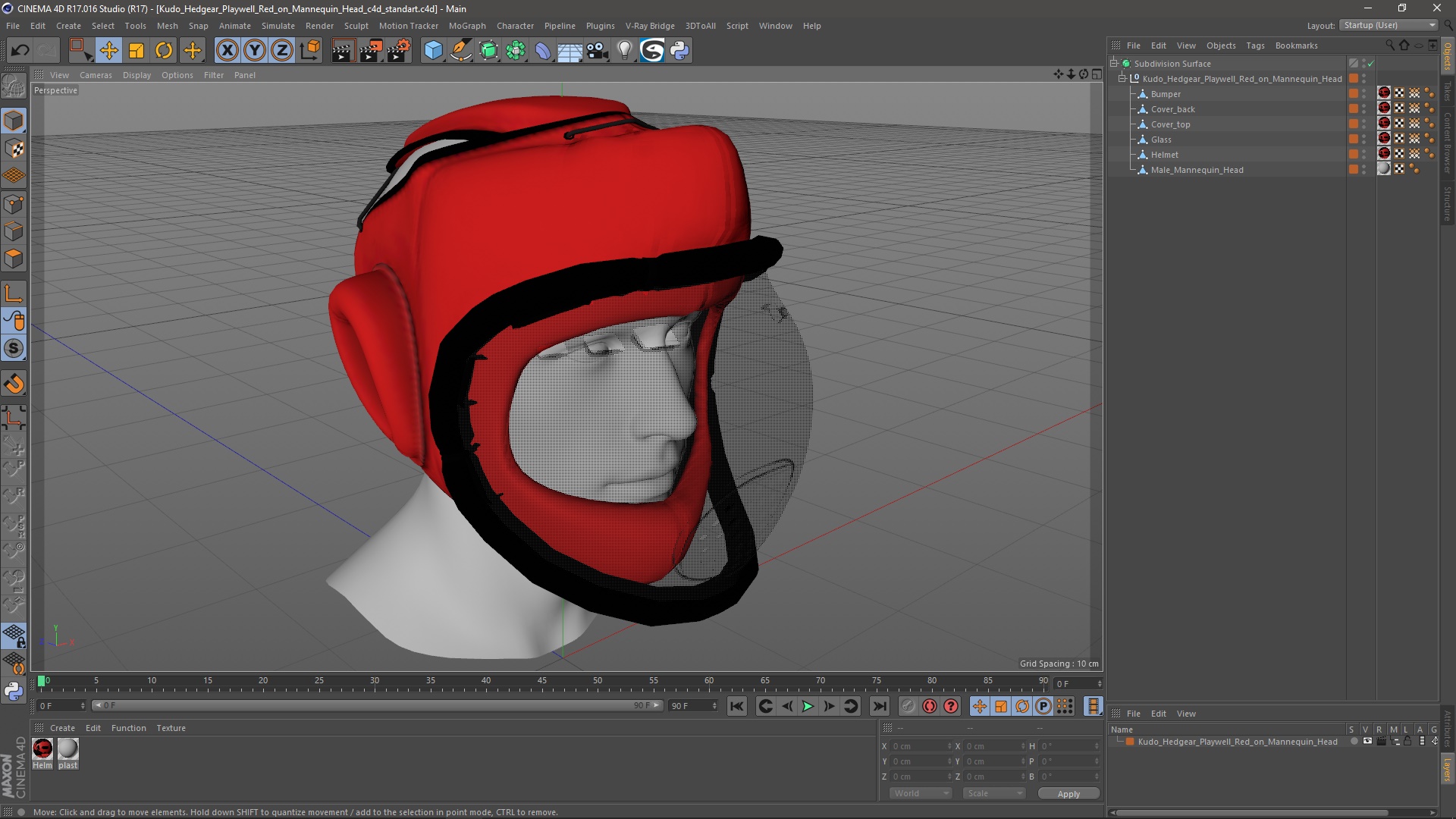 3D Kudo Hedgear Playwell Red on Mannequin Head model