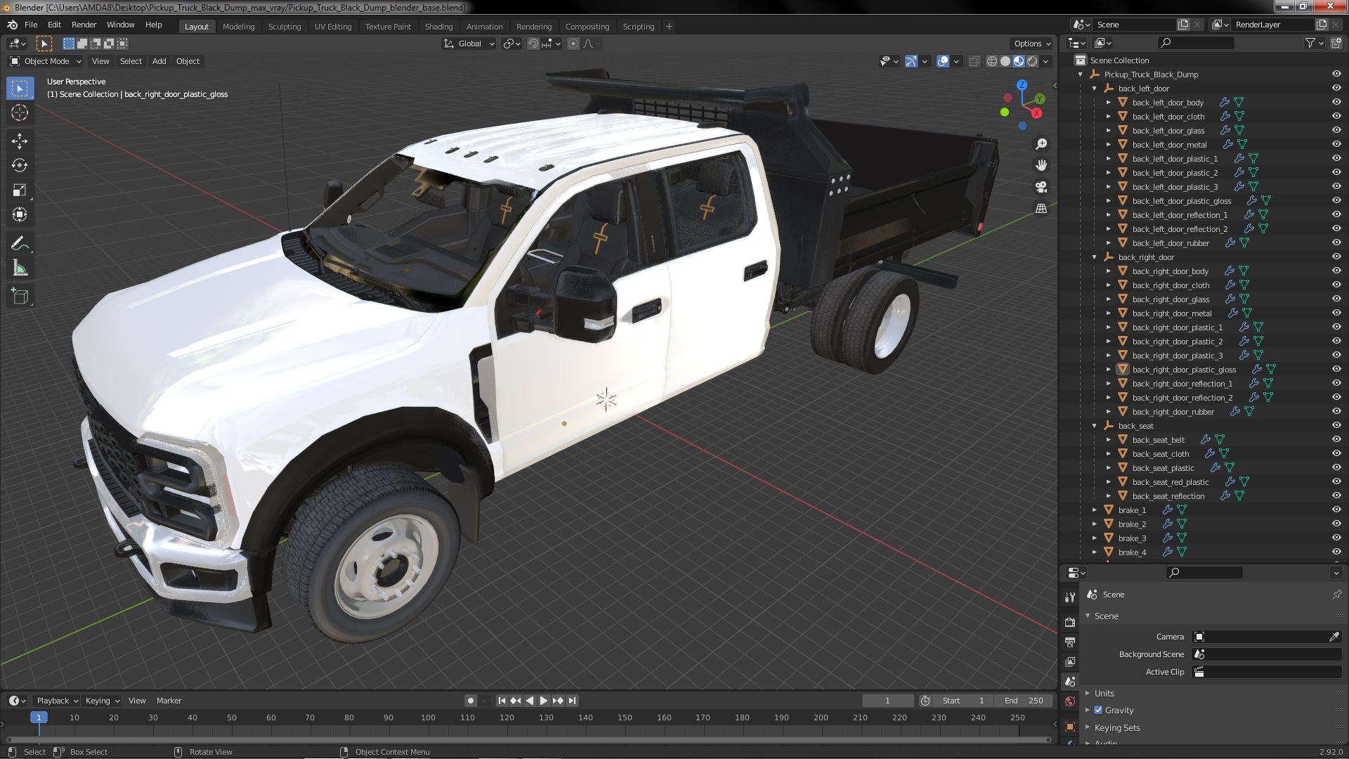 3D Pickup Truck Black Dump model
