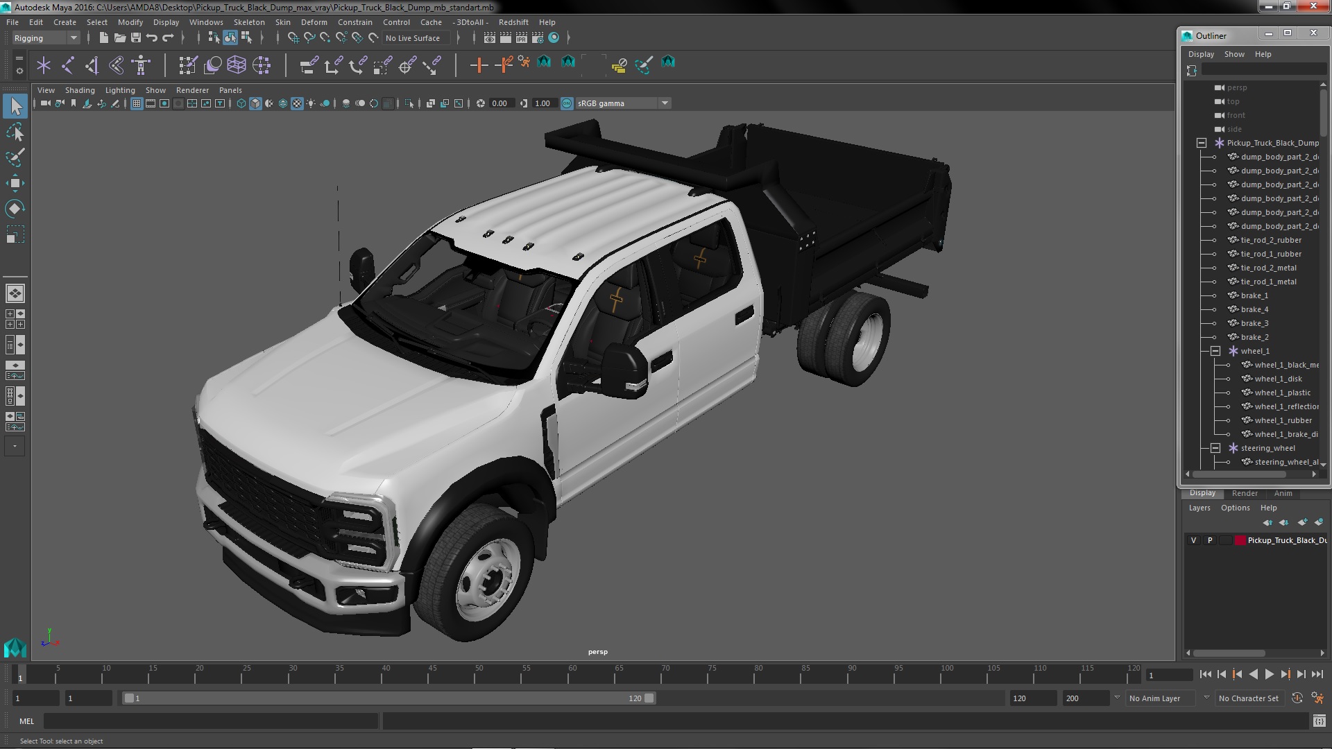3D Pickup Truck Black Dump model
