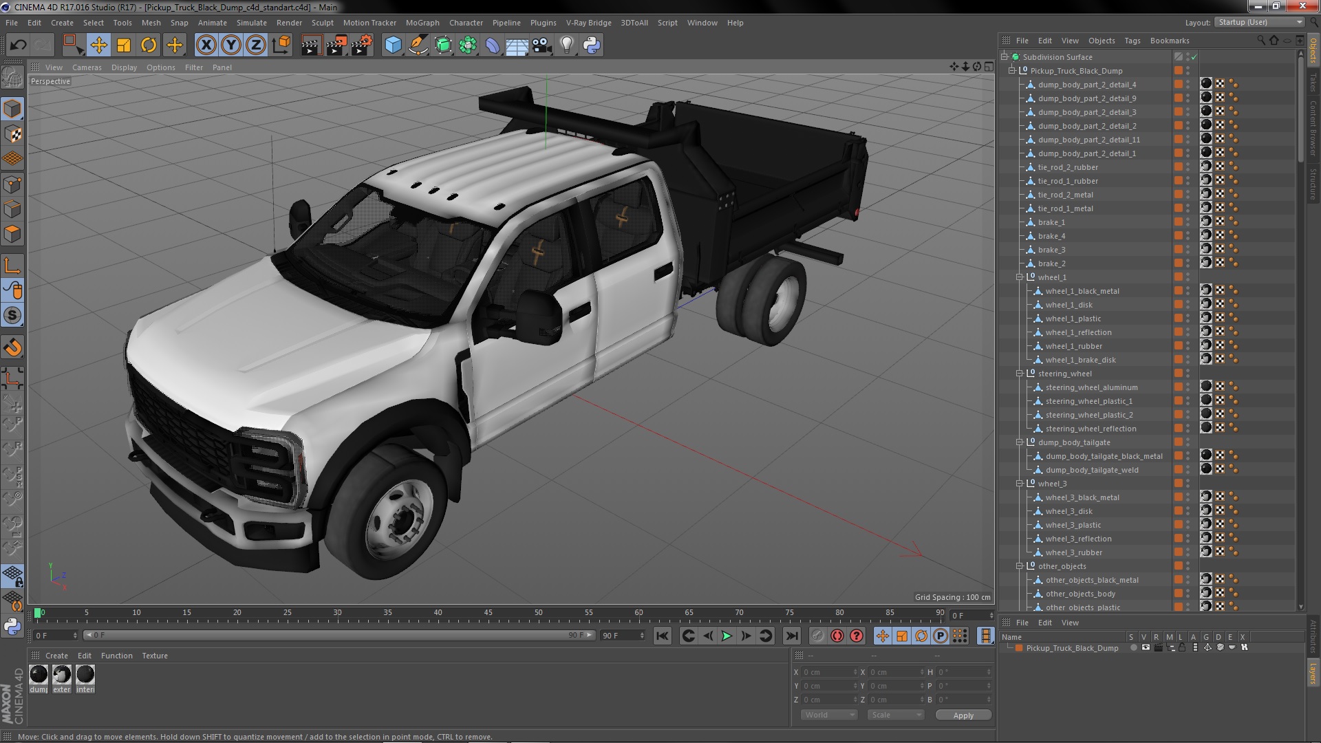 3D Pickup Truck Black Dump model