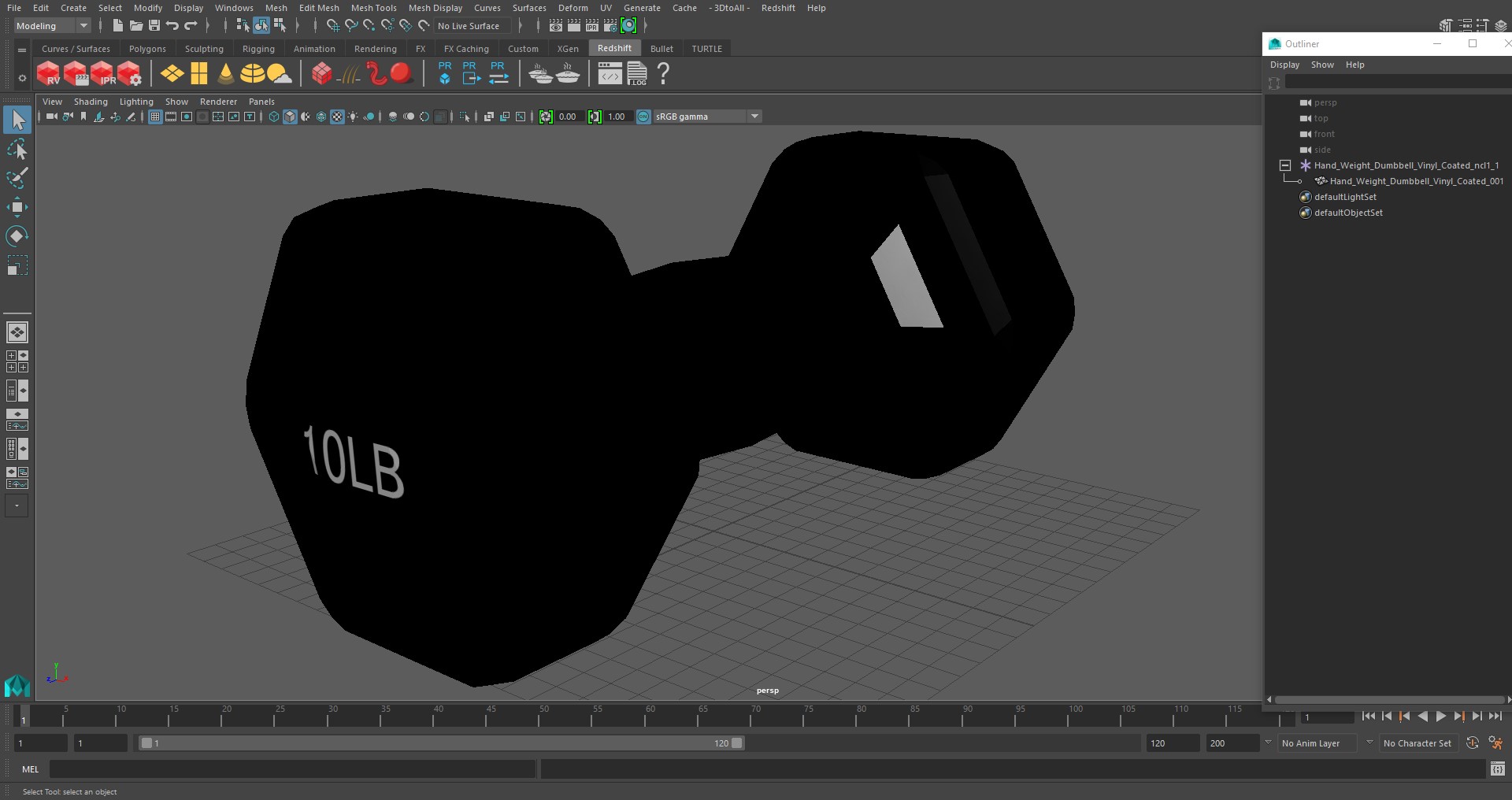 3D Hand Weight Dumbbell Vinyl Coated model