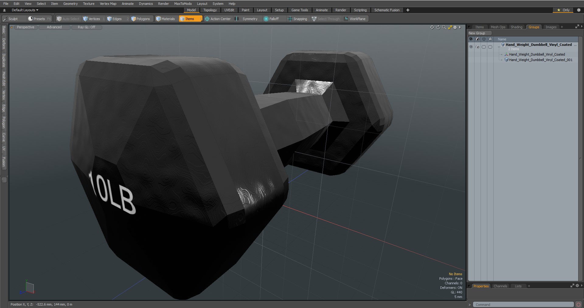 3D Hand Weight Dumbbell Vinyl Coated model