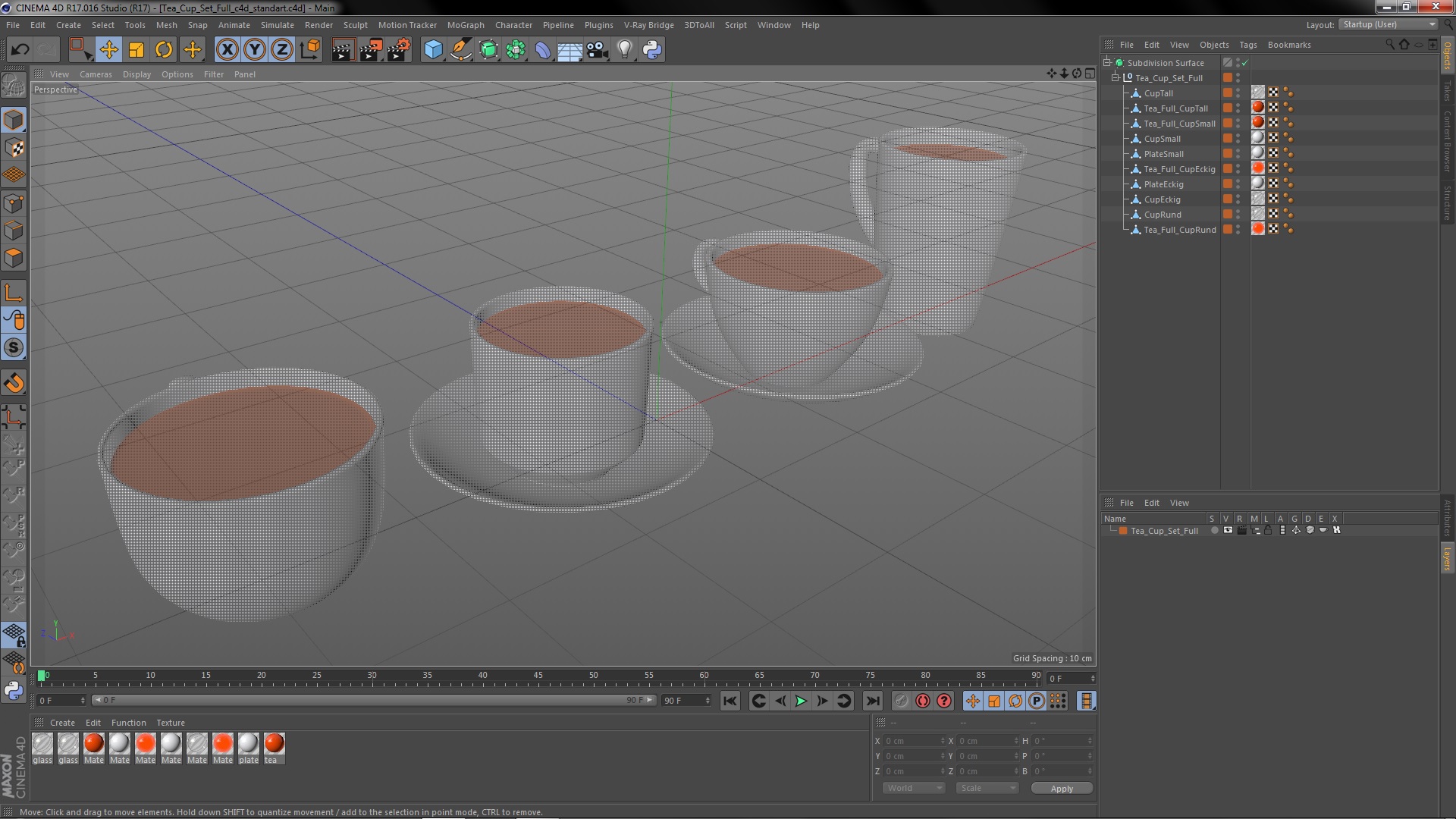 3D Tea Cup Set Full