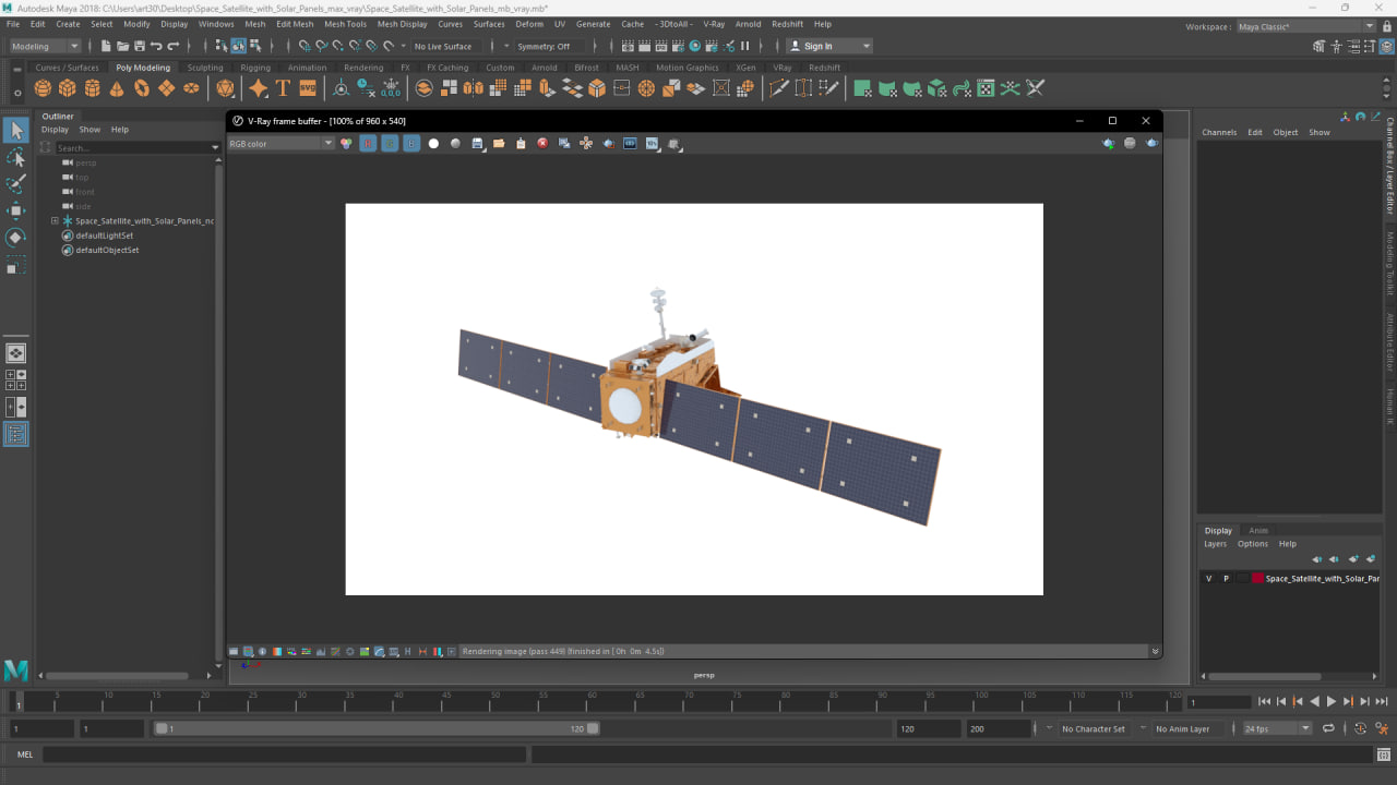 3D Space Satellite with Solar Panels model