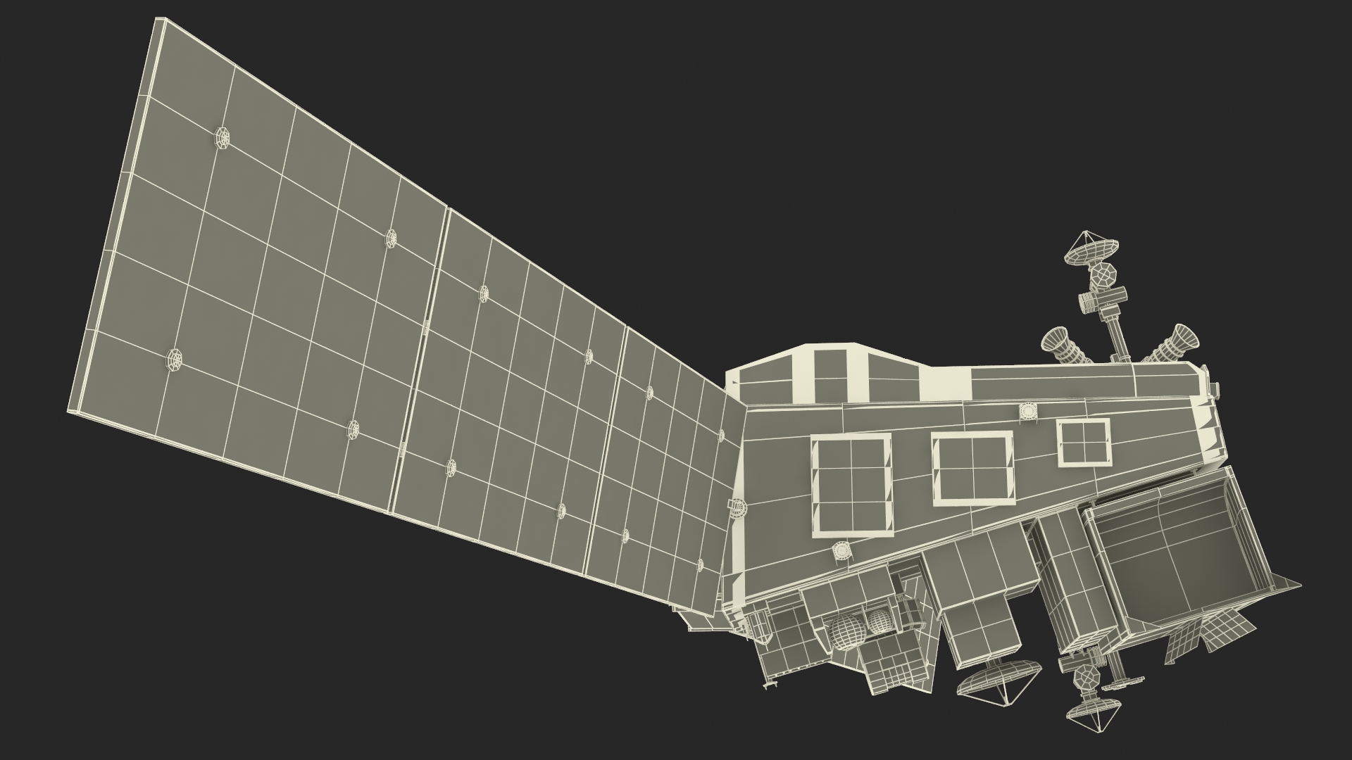 3D Space Satellite with Solar Panels model