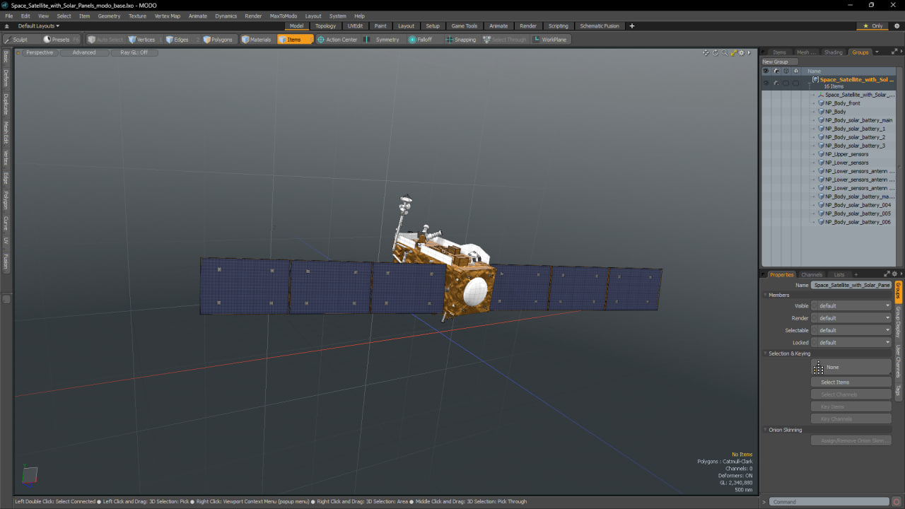 3D Space Satellite with Solar Panels model