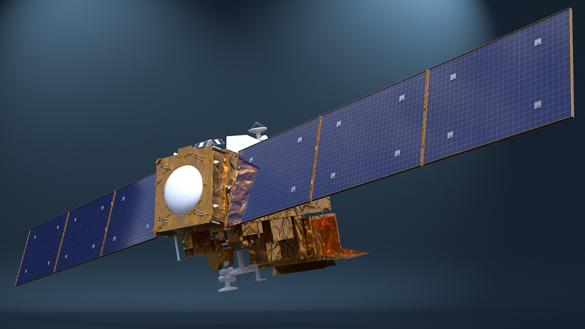 3D Space Satellite with Solar Panels model