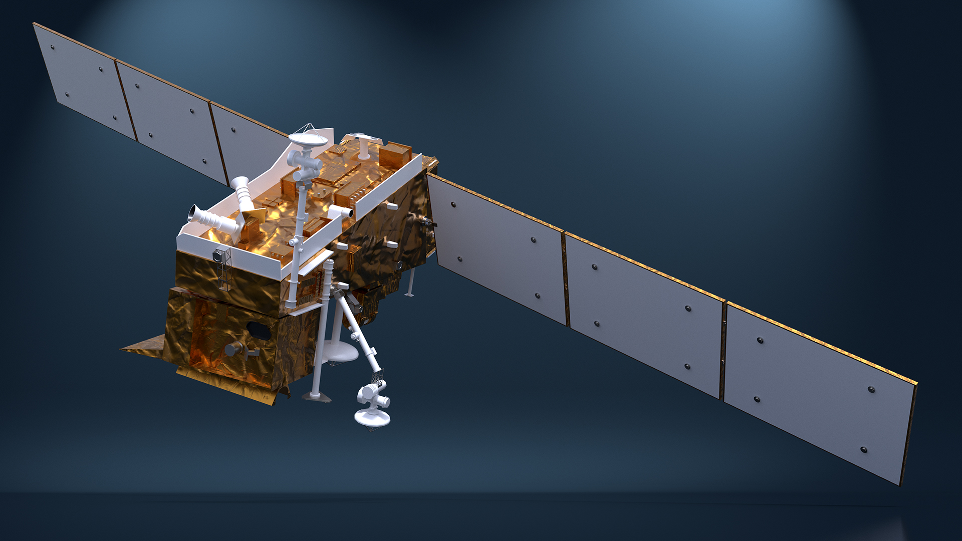 3D Space Satellite with Solar Panels model