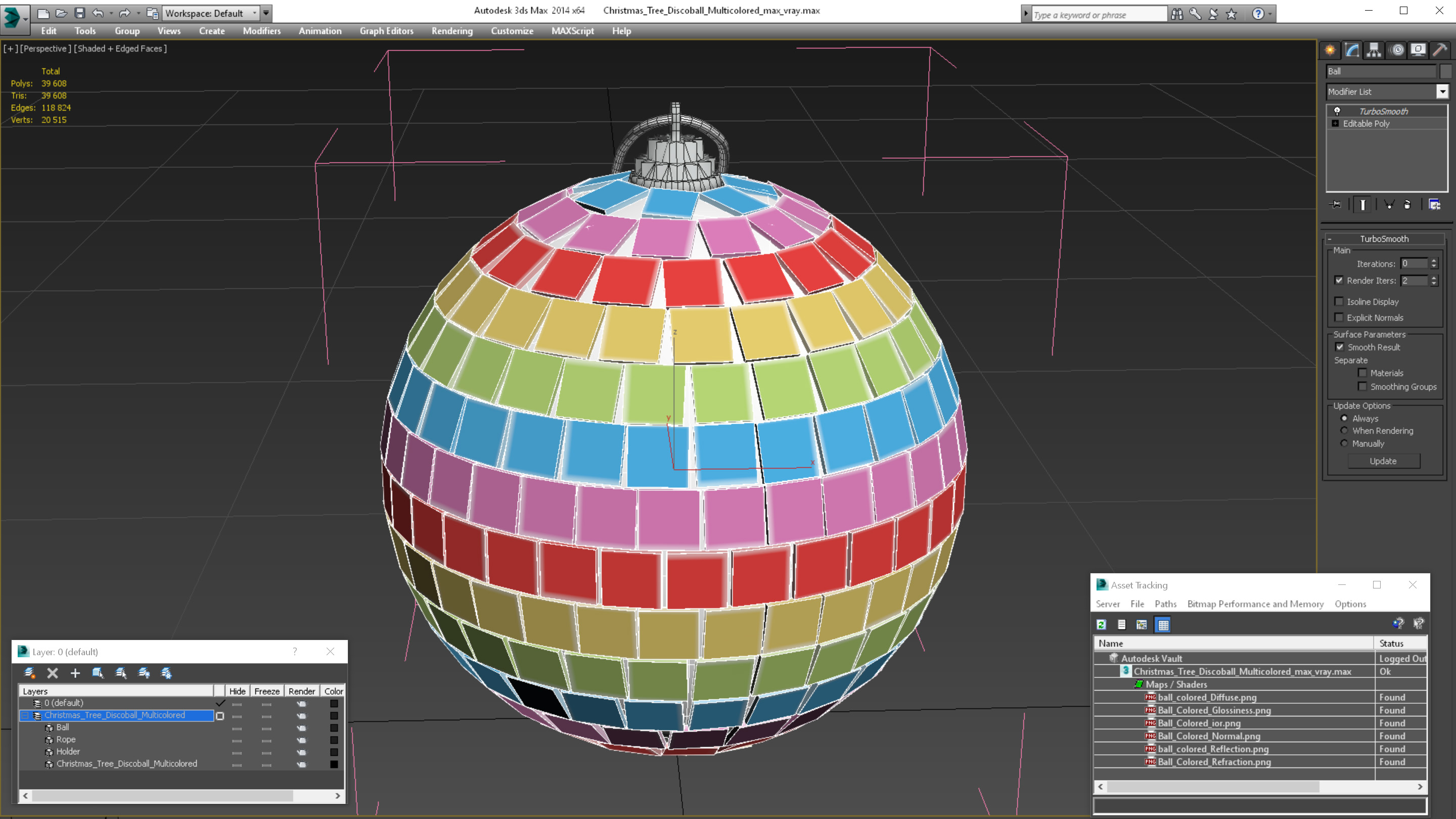Christmas Tree Discoball Multicolored 3D