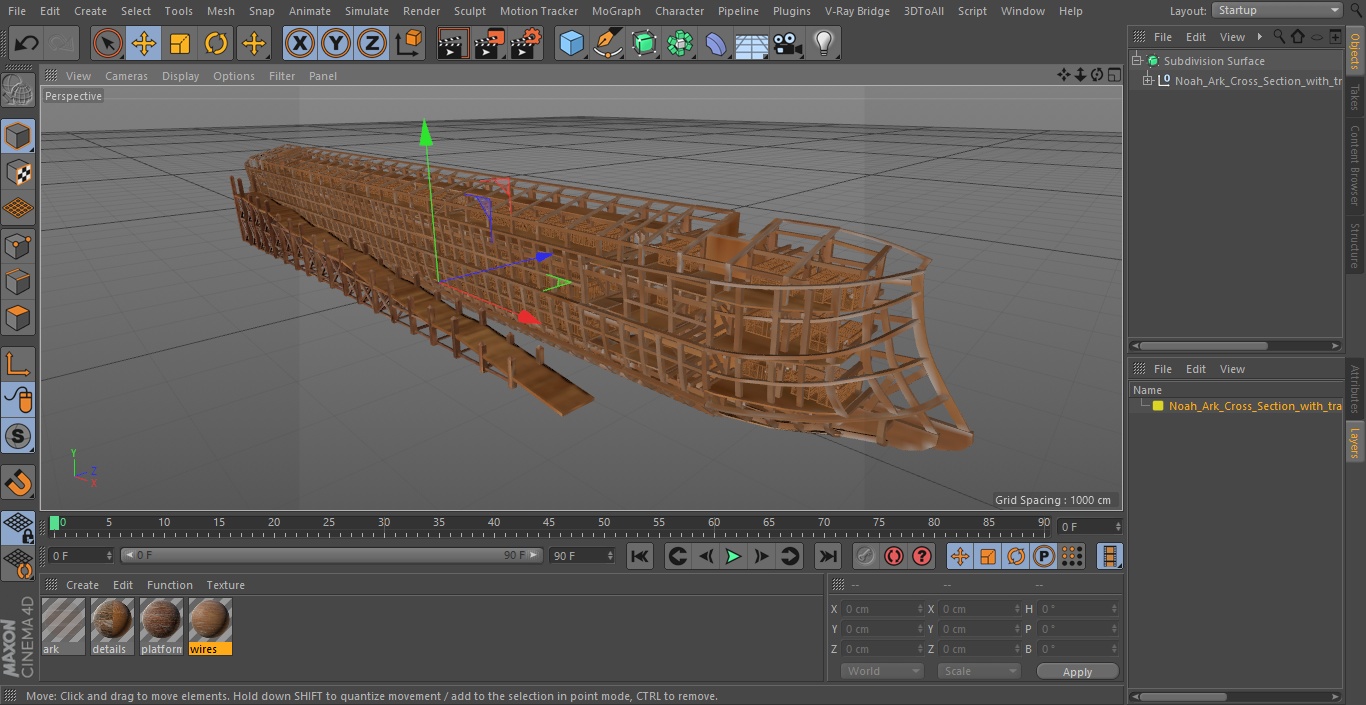 3D model Noah Ark Cross Section with transparency