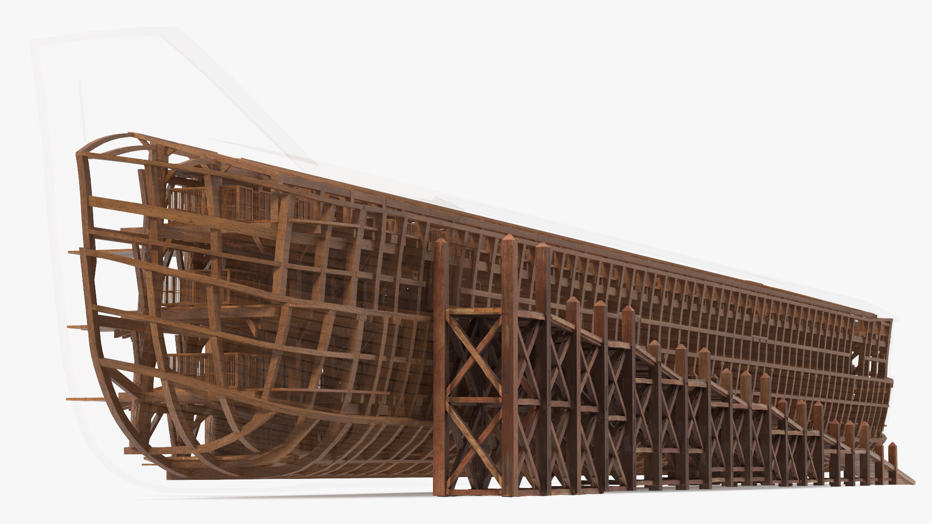3D model Noah Ark Cross Section with transparency