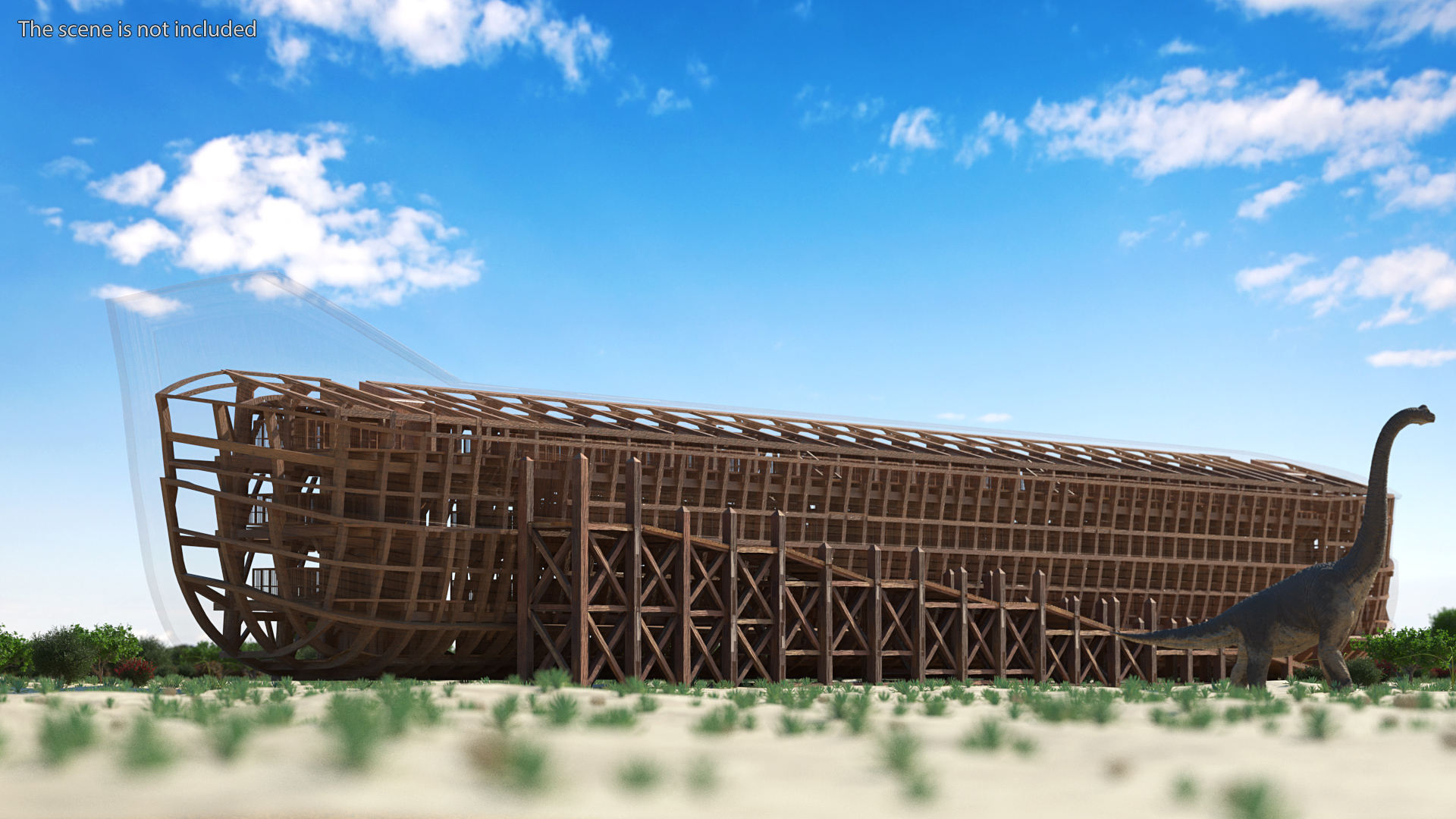 3D model Noah Ark Cross Section with transparency
